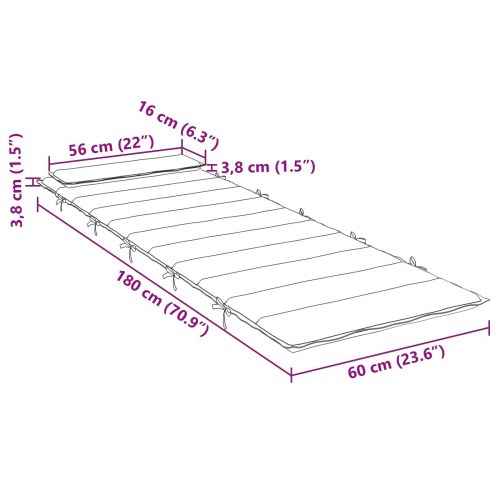 Solseng Pude Lyserød 178 x 60 x 4 cm Oxford stof