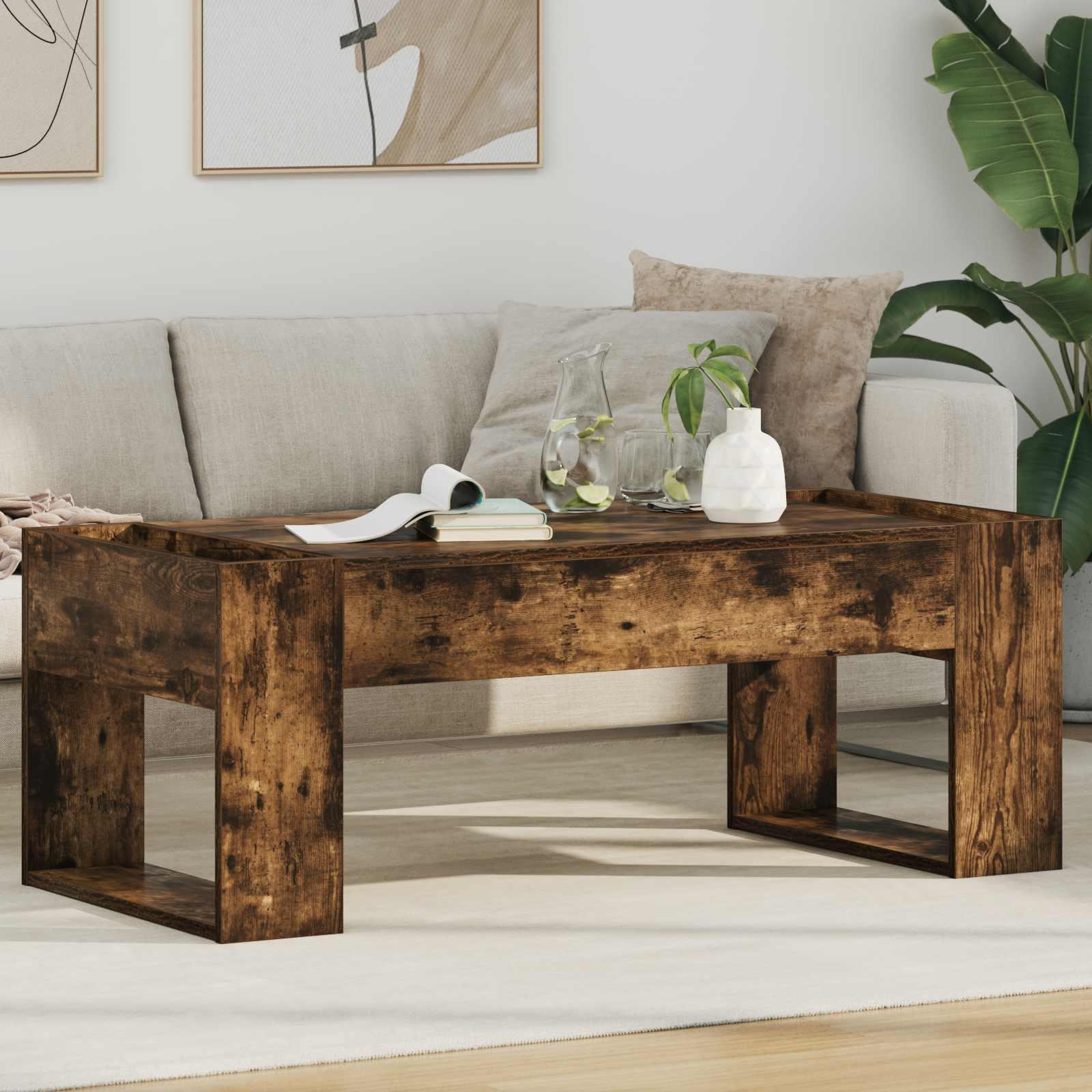 Sofabord Røget eg 110 x 50 x 41 cm Konstrueret træ billede