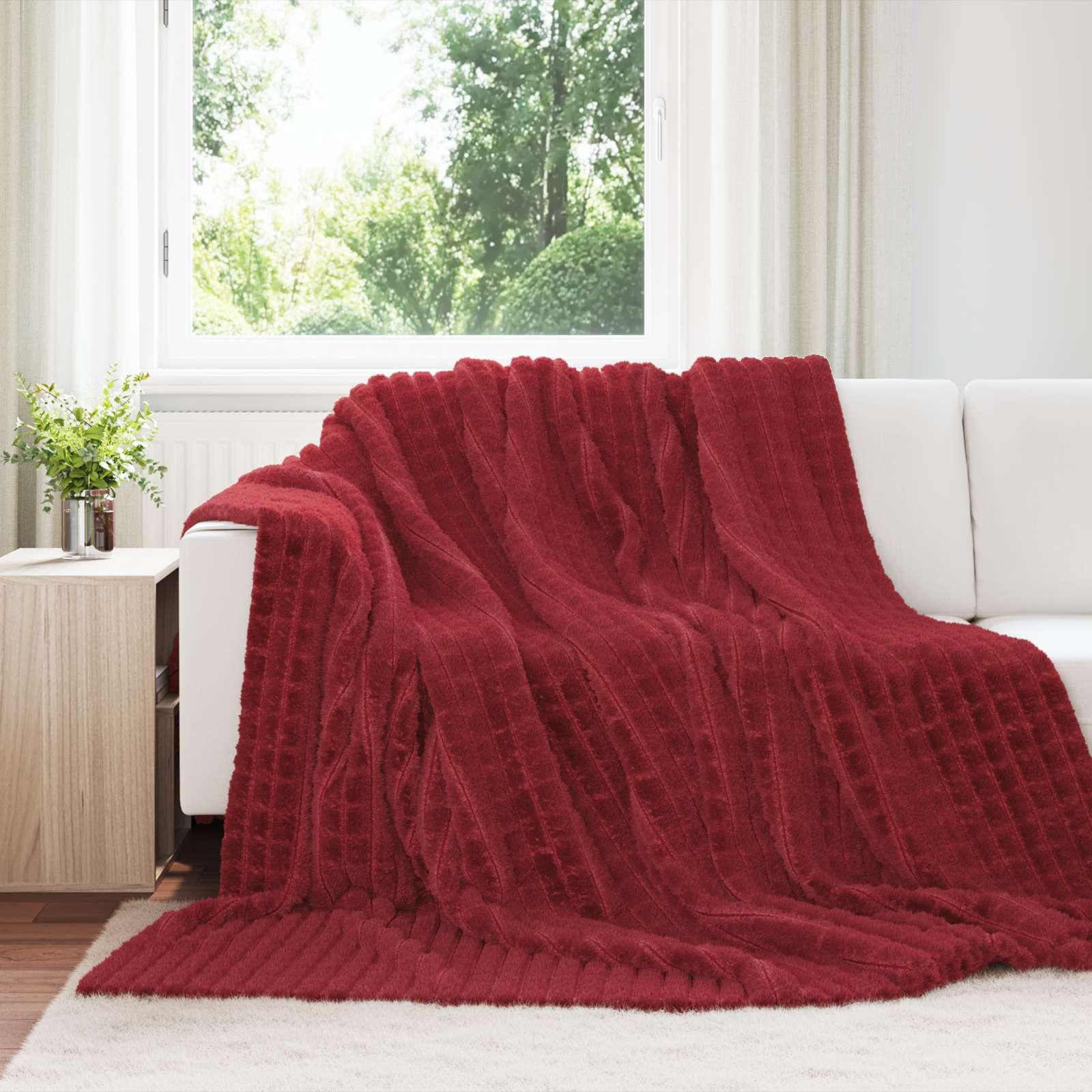 Kastetæpper 6 stk Bordeaux Rød 240 x 220 cm Fleece billede