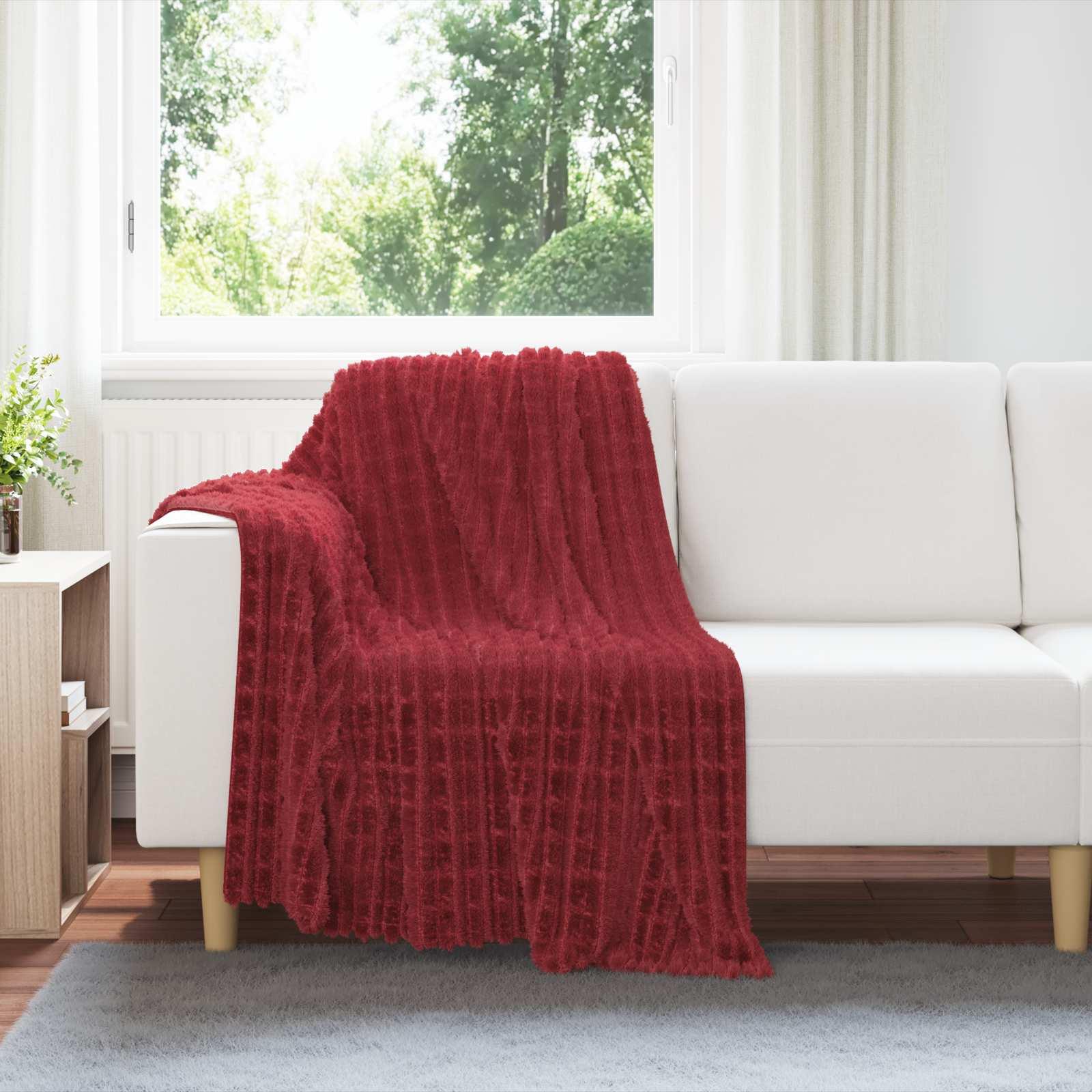 Kastetæpper 6 stk Bordeaux Rød 150 x 130 cm Fleece billede