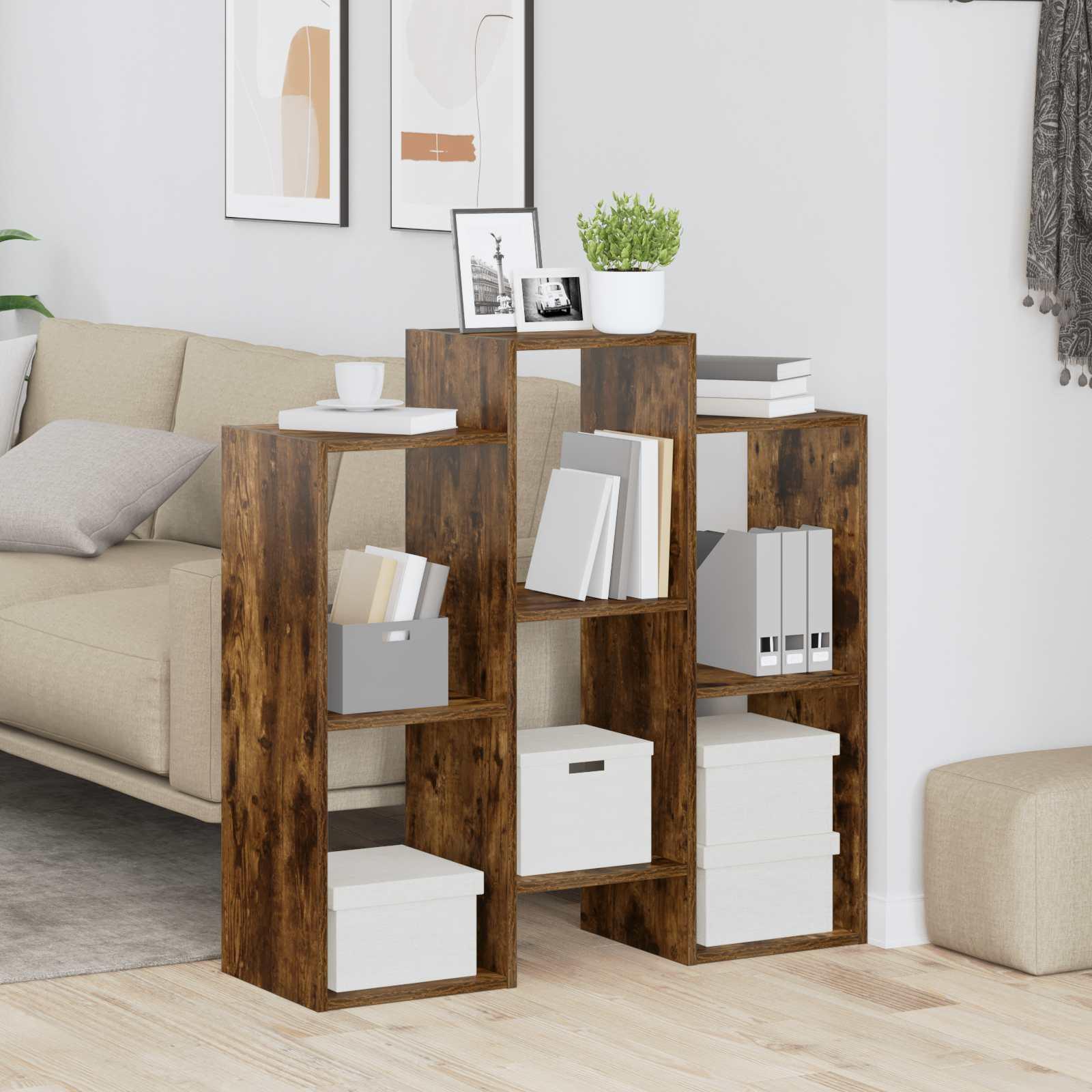 Sideboard i røget eg - 90 × 30 × 90 cm med hylder