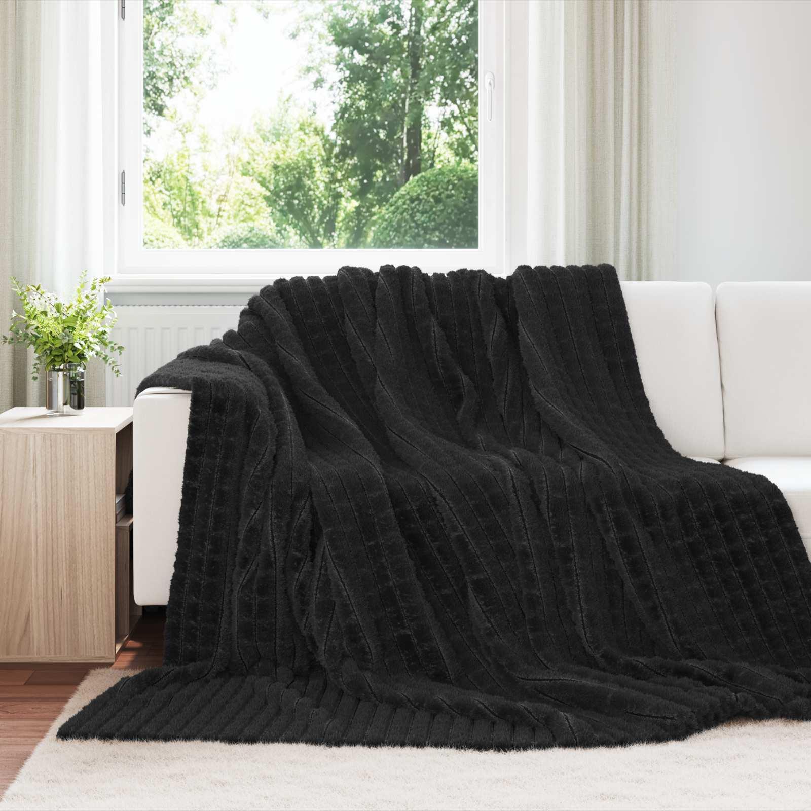 Kastetæpper 6 stk Sort 270 x 240 cm Fleece billede