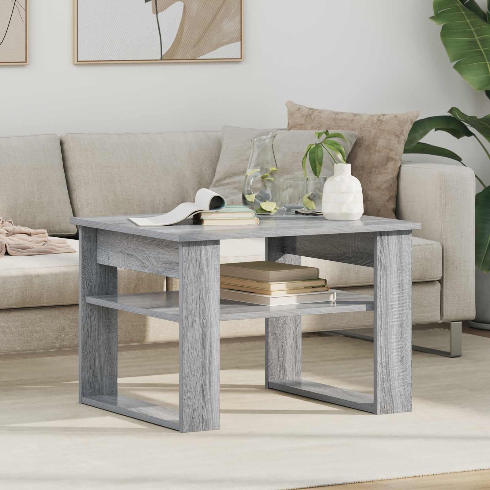 Sofabord i grå sonoma - 64 × 54 × 44 cm, konstrueret træ