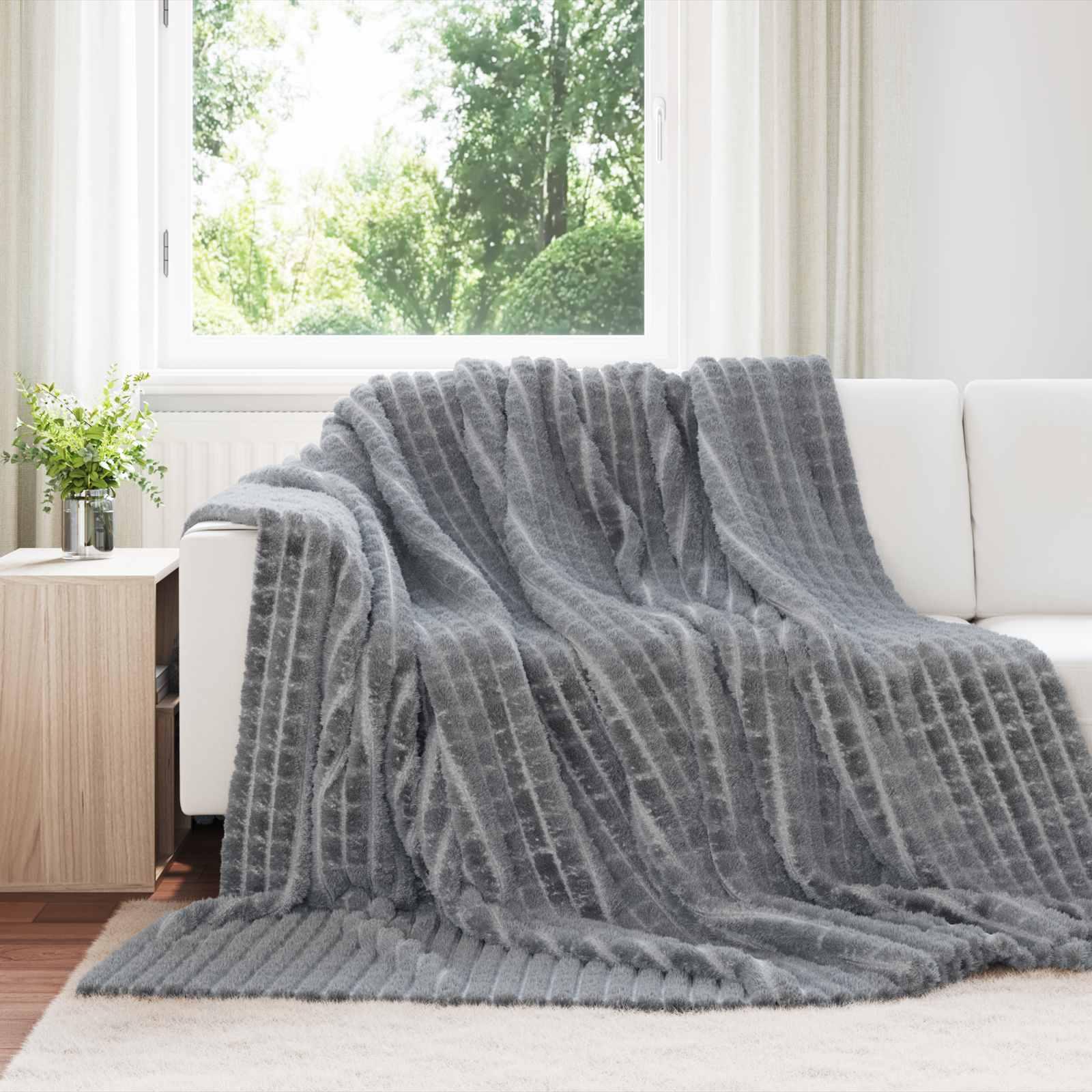Kastetæpper 6 stk Mørkegrå 270 x 240 cm Fleece billede