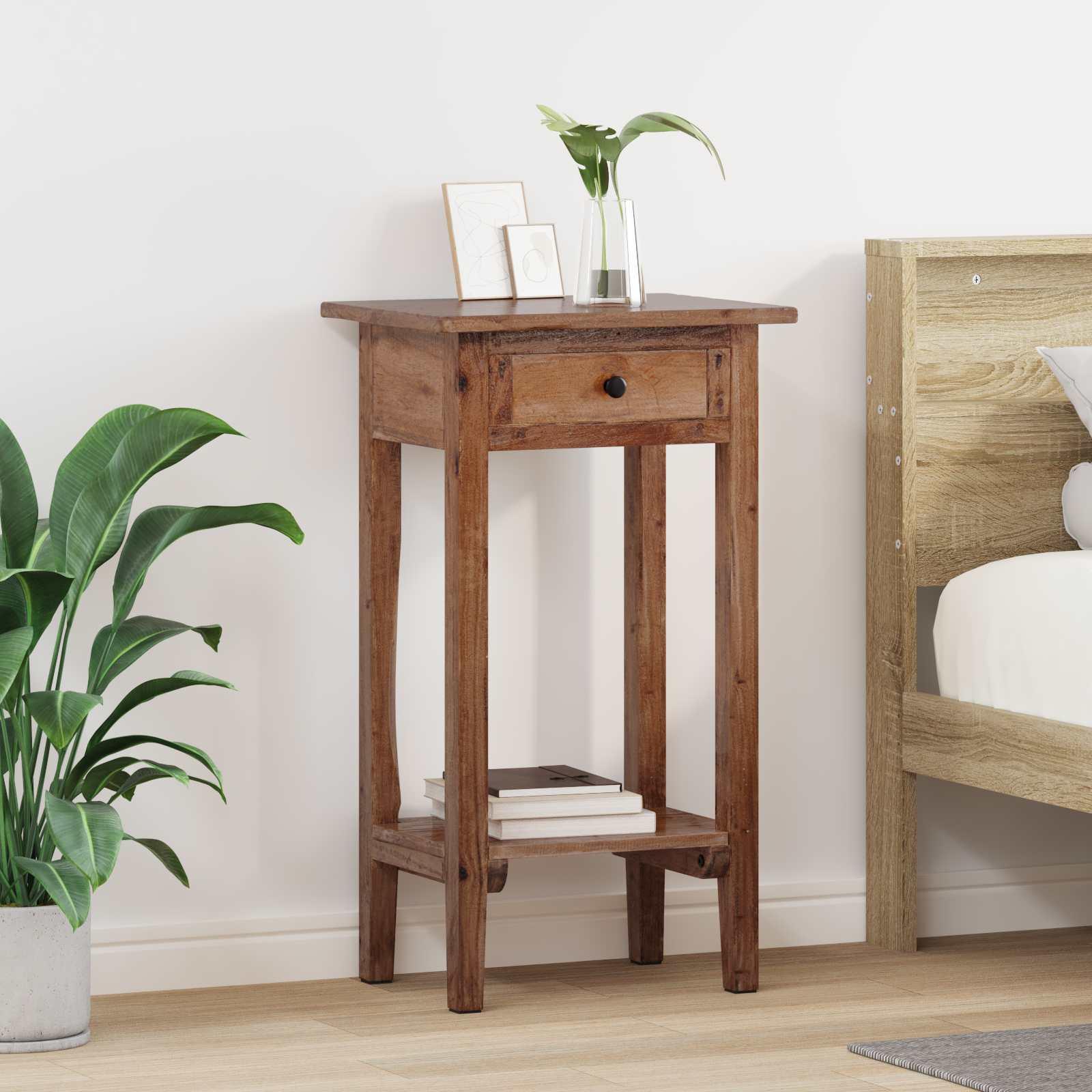 Planteholder med skuffe Brun 34 x 25 x 52 cm Mahogni Træ billede