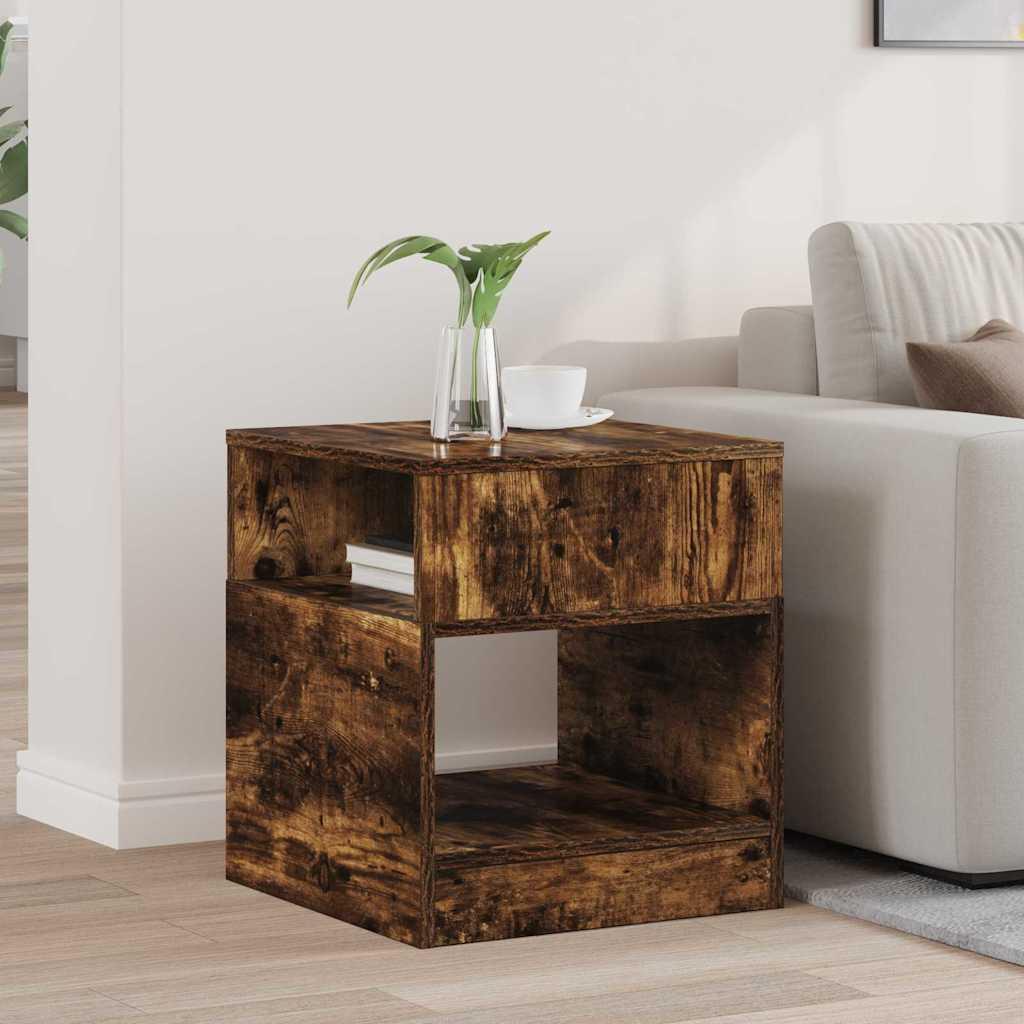 Endebord Røget eg 40,5 x 40 x 45 cm Konstrueret træ billede