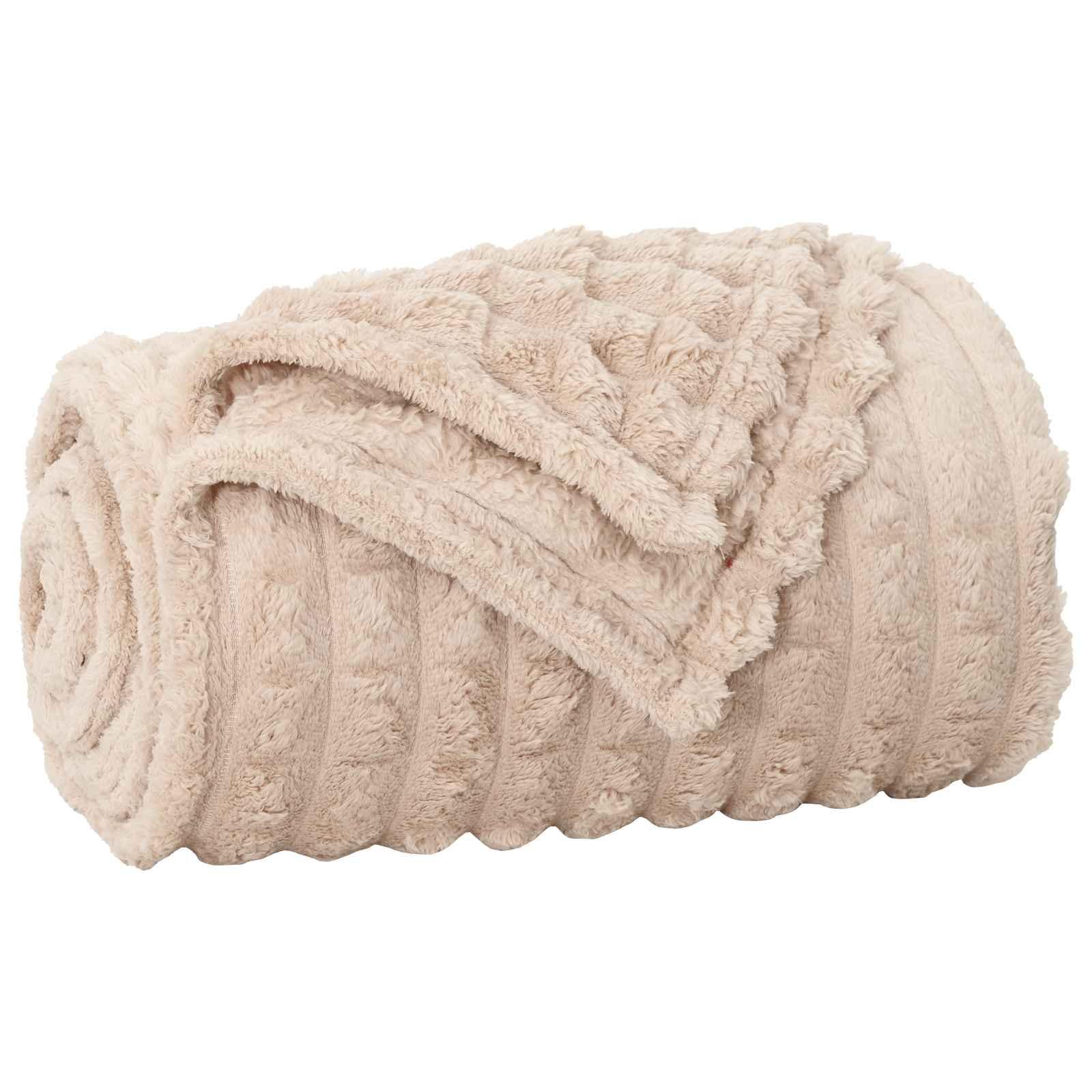 Kastetæpper 6 stk Beige 150 x 130 cm Fleece billede