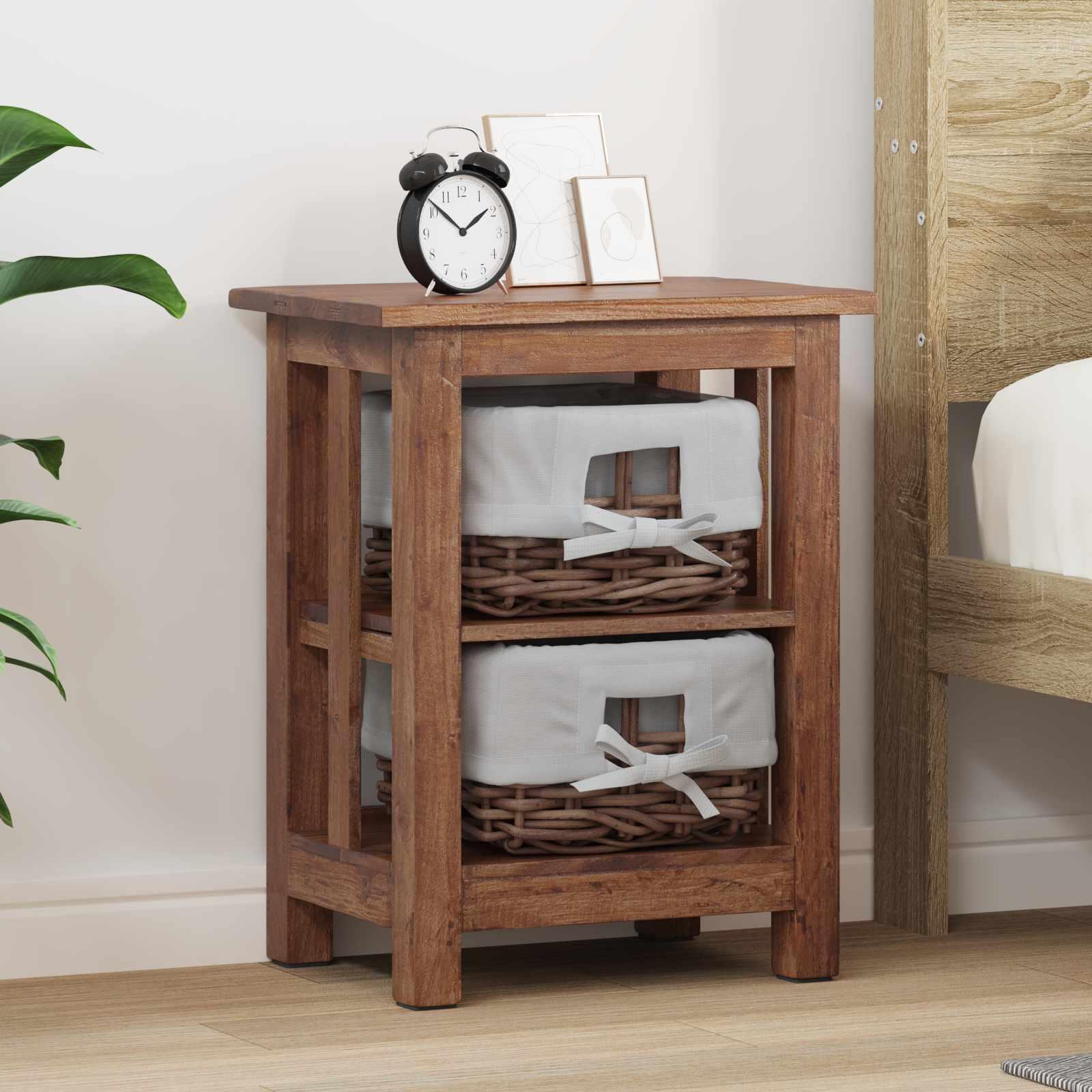 Sidebord/natbord i brun - 38 × 28 �� 50 cm, massivt mahognitræ billede