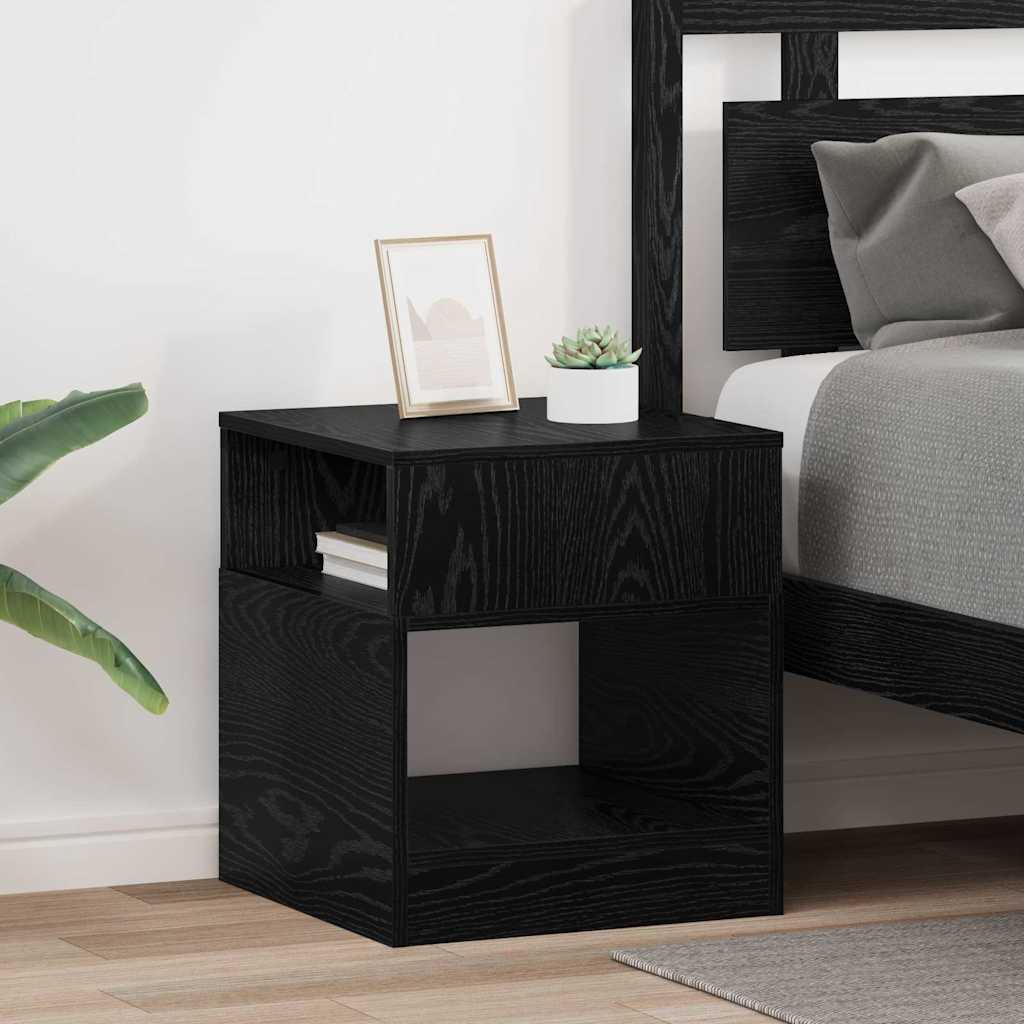 Endebord 2 stk Sort eg 40,5 x 40 x 45 cm Konstrueret træ billede