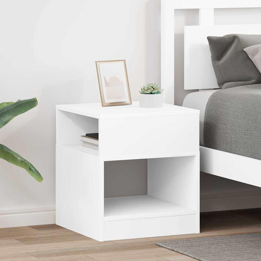 Endebord 2 stk Hvid 40,5 x 40 x 45 cm Konstrueret træ billede