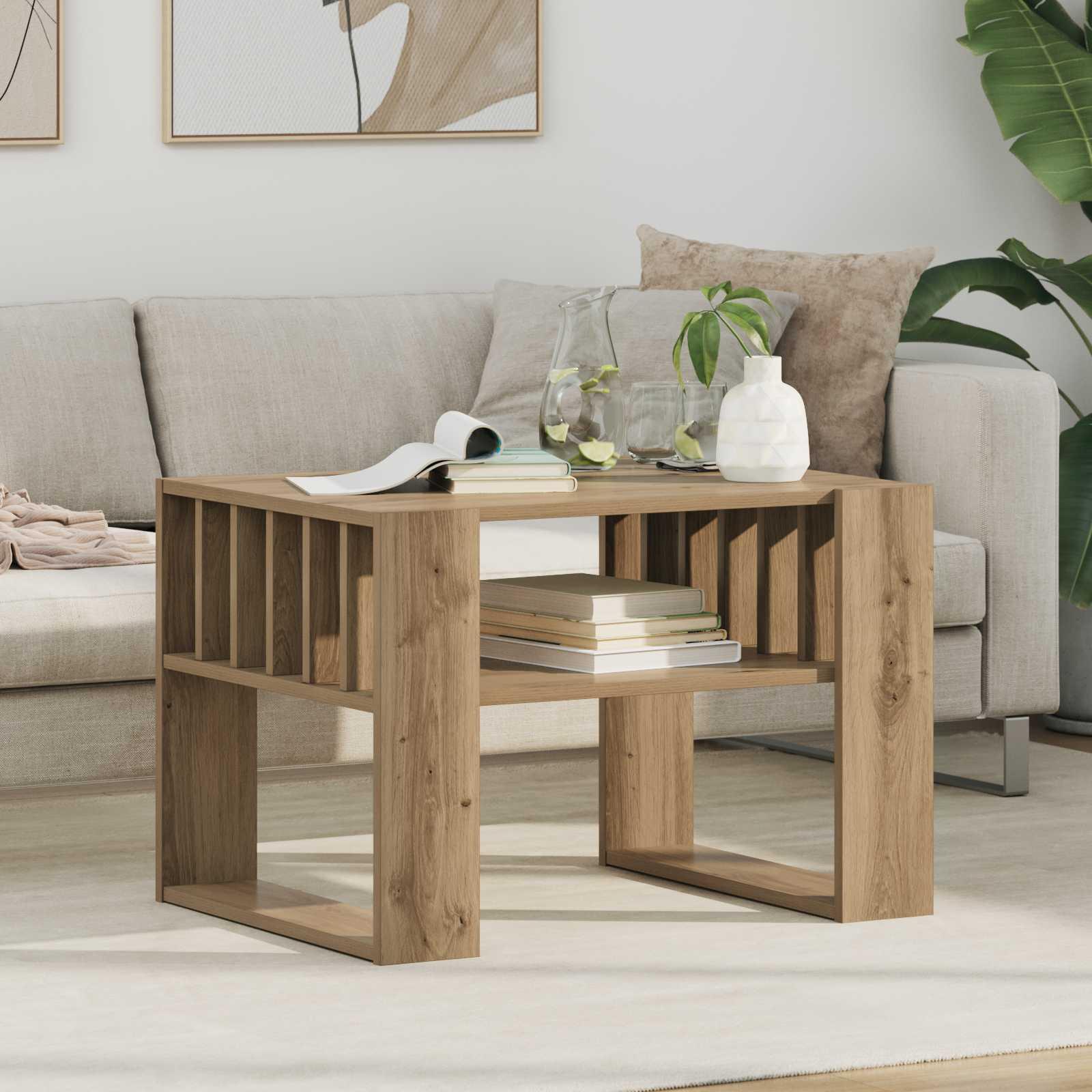 Sofabord Artisan Egetræ 66 x 49,5 x 45 cm Konstrueret træ billede
