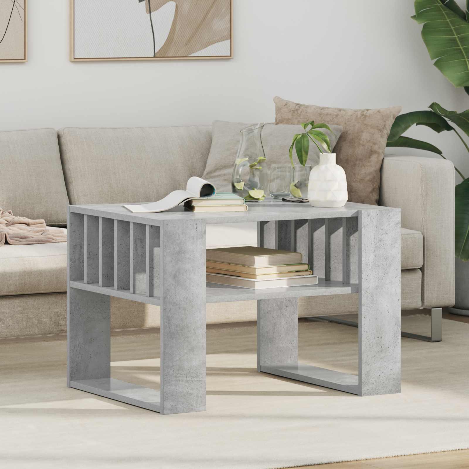 Sofabord Beton Grå 66 x 49,5 x 45 cm Konstrueret træ billede