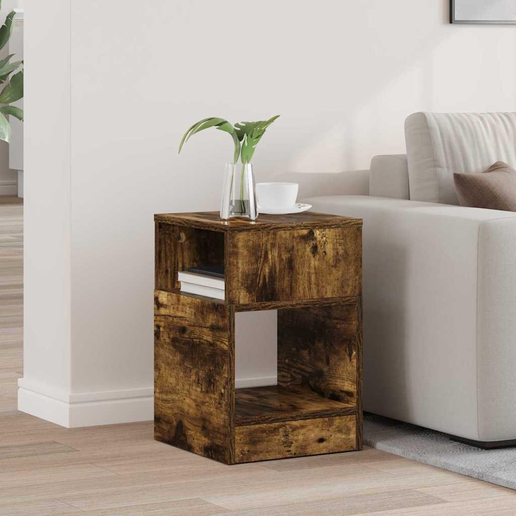 Endebord Røget eg 30,5 x 30 x 45 cm Konstrueret træ billede