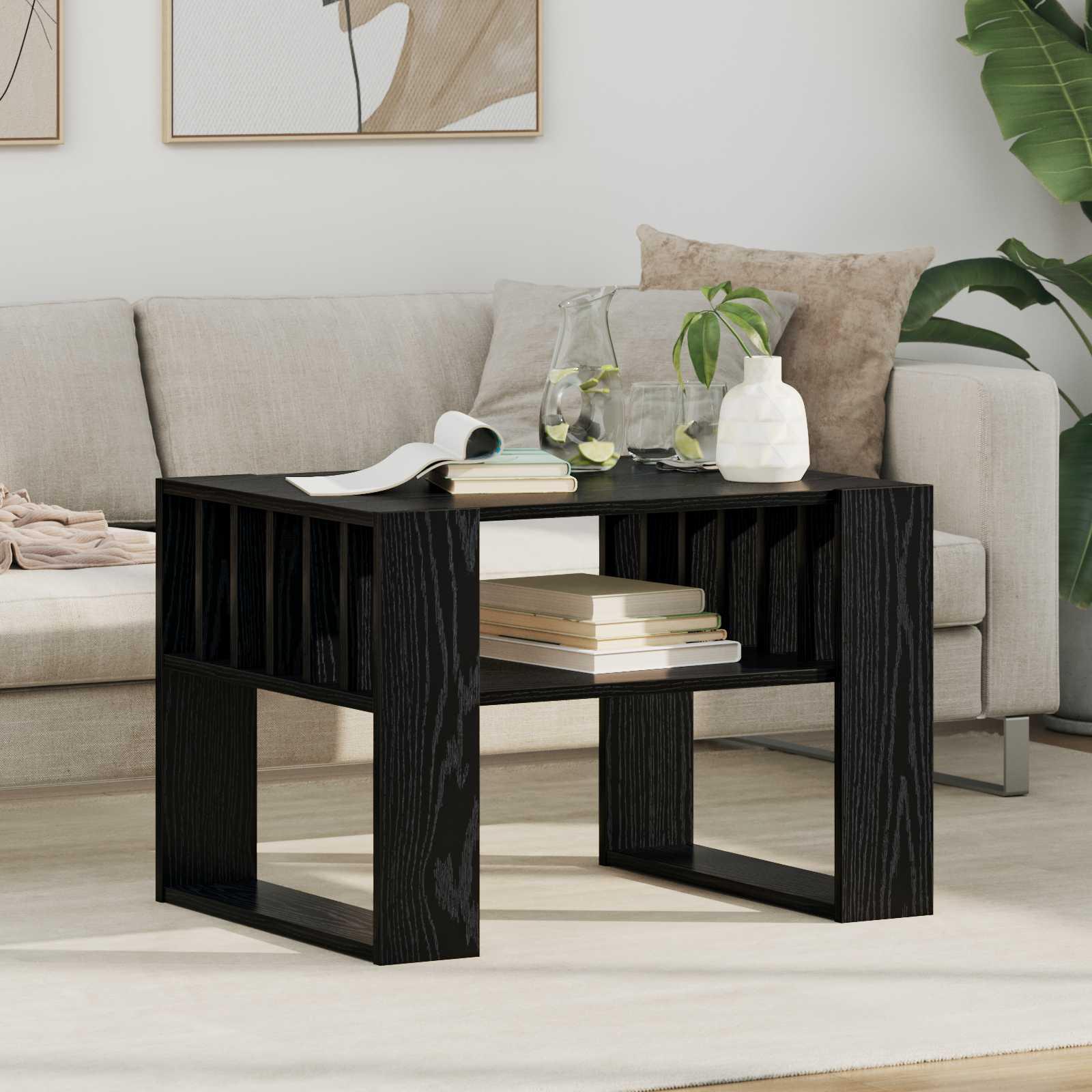 Sofabord i sort eg - konstrueret træ 66 × 49,5 × 45 cm billede