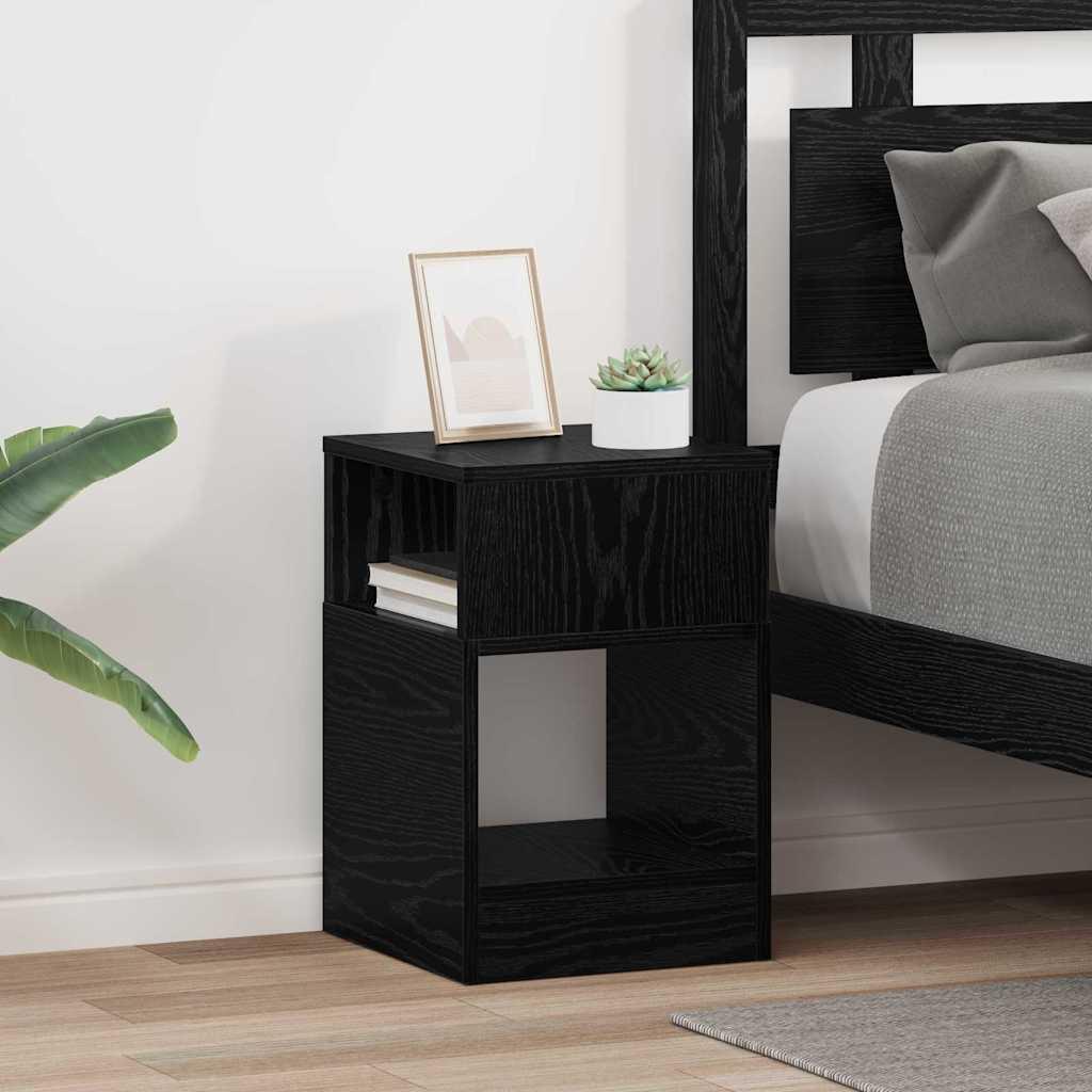 Endebord 2 stk Sort eg 30,5 x 30 x 45 cm Konstrueret træ billede