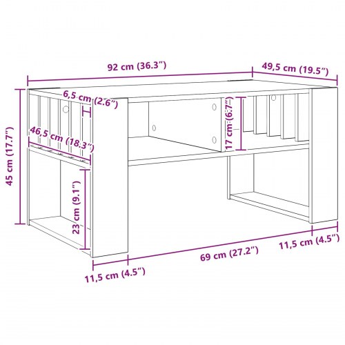 Sofabord Røget eg 92 x 49,5 x 45 cm Konstrueret træ