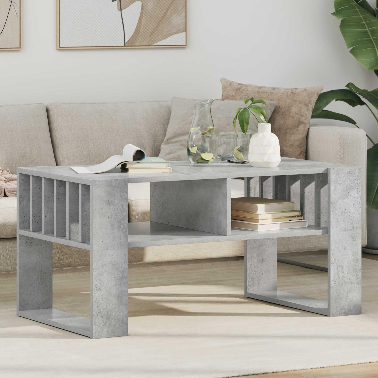 Sofabord Beton Grå 92 x 49,5 x 45 cm Konstrueret træ billede