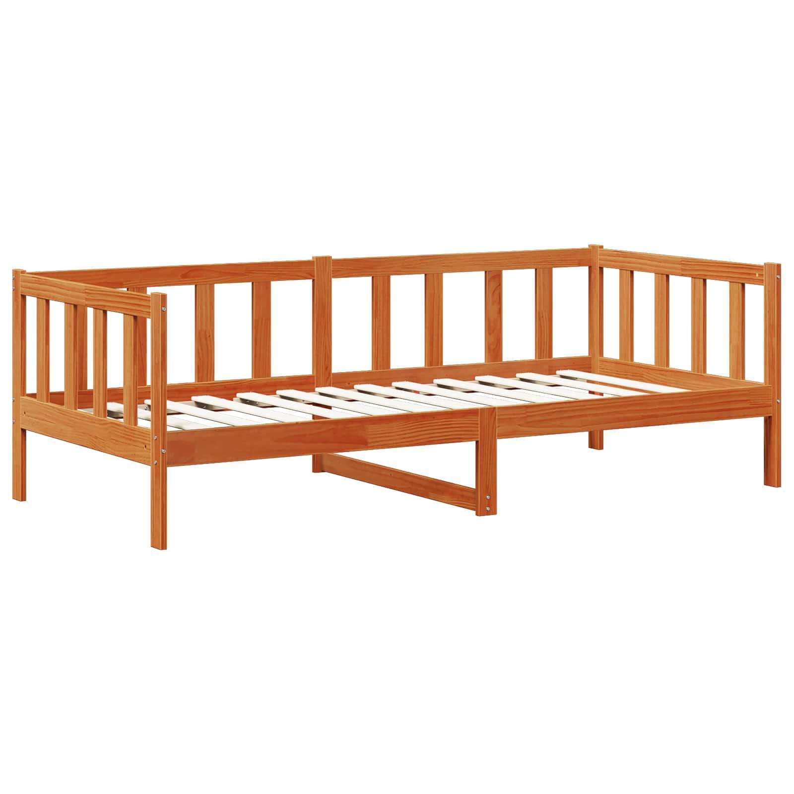 Daybed med hovedgærde 3 stk Voks brun Massivt fyrretræ billede