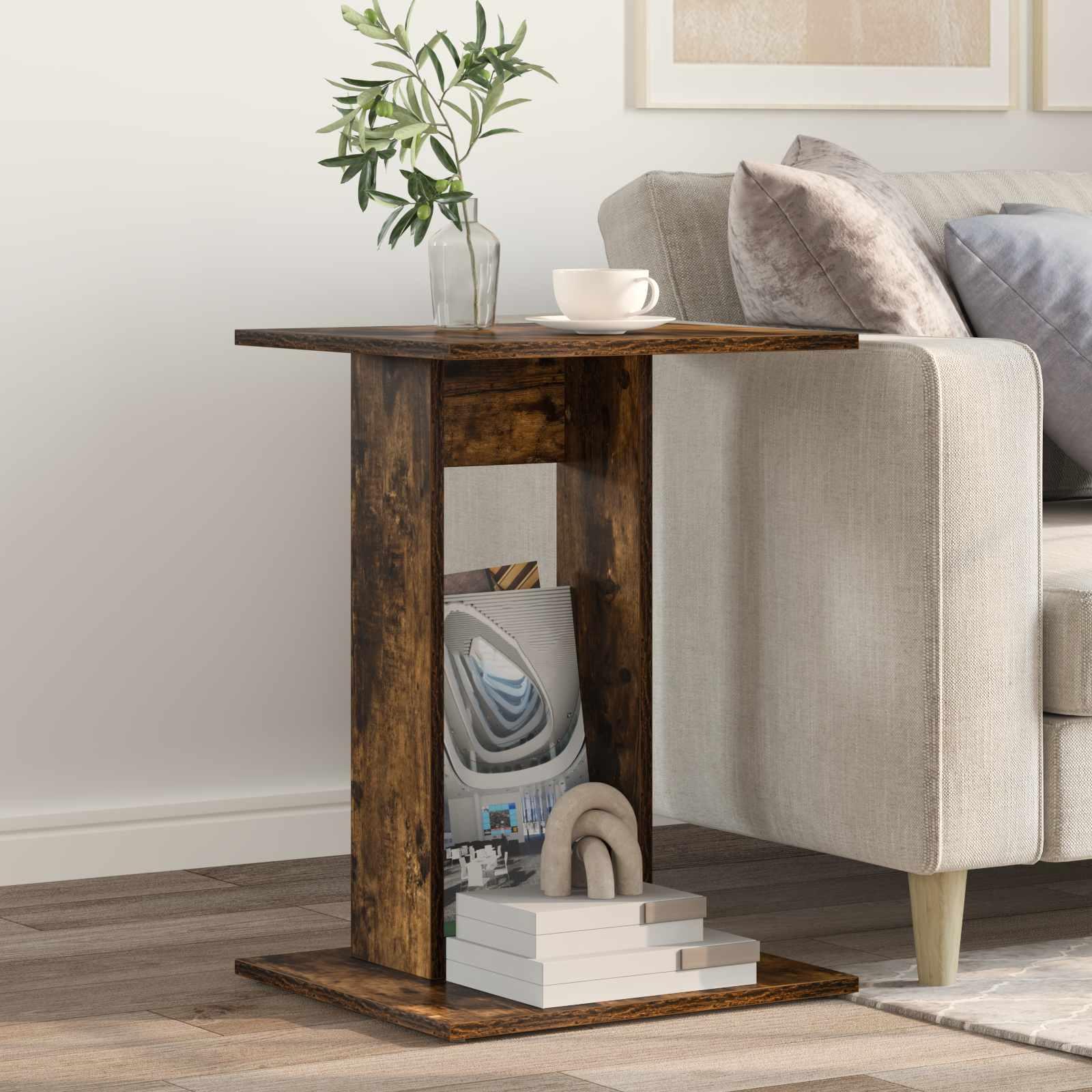 Sidebord Røget eg 45 x 40 x 62,5 cm Konstrueret træ billede