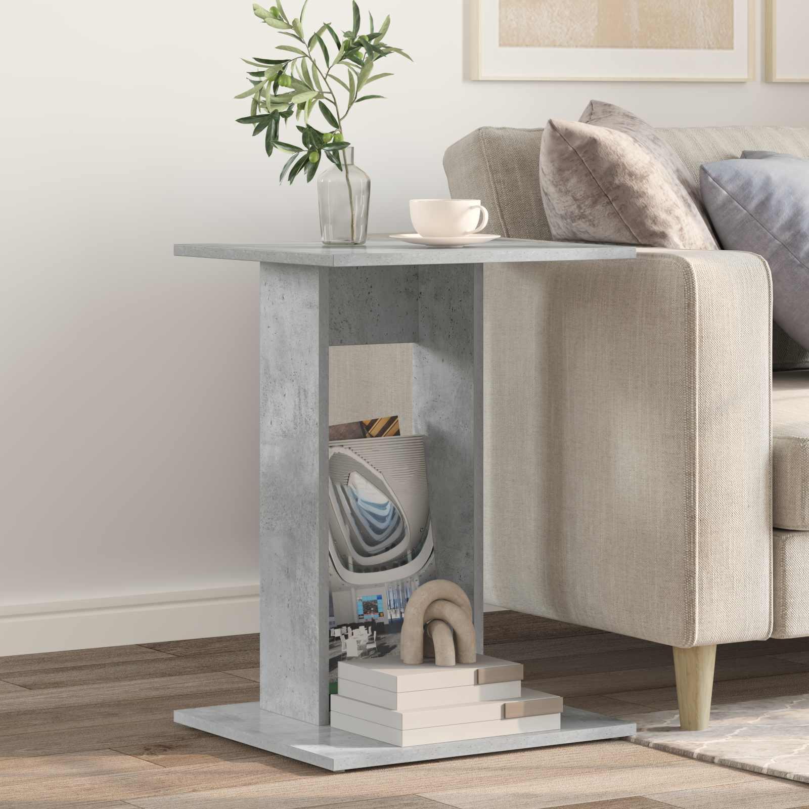 Sidebord Beton Grå 45 x 40 x 62,5 cm Konstrueret træ billede