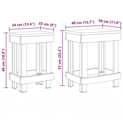 Planteholder 2 stk Brun 70 x 11 x 27 cm Mahogni Træ