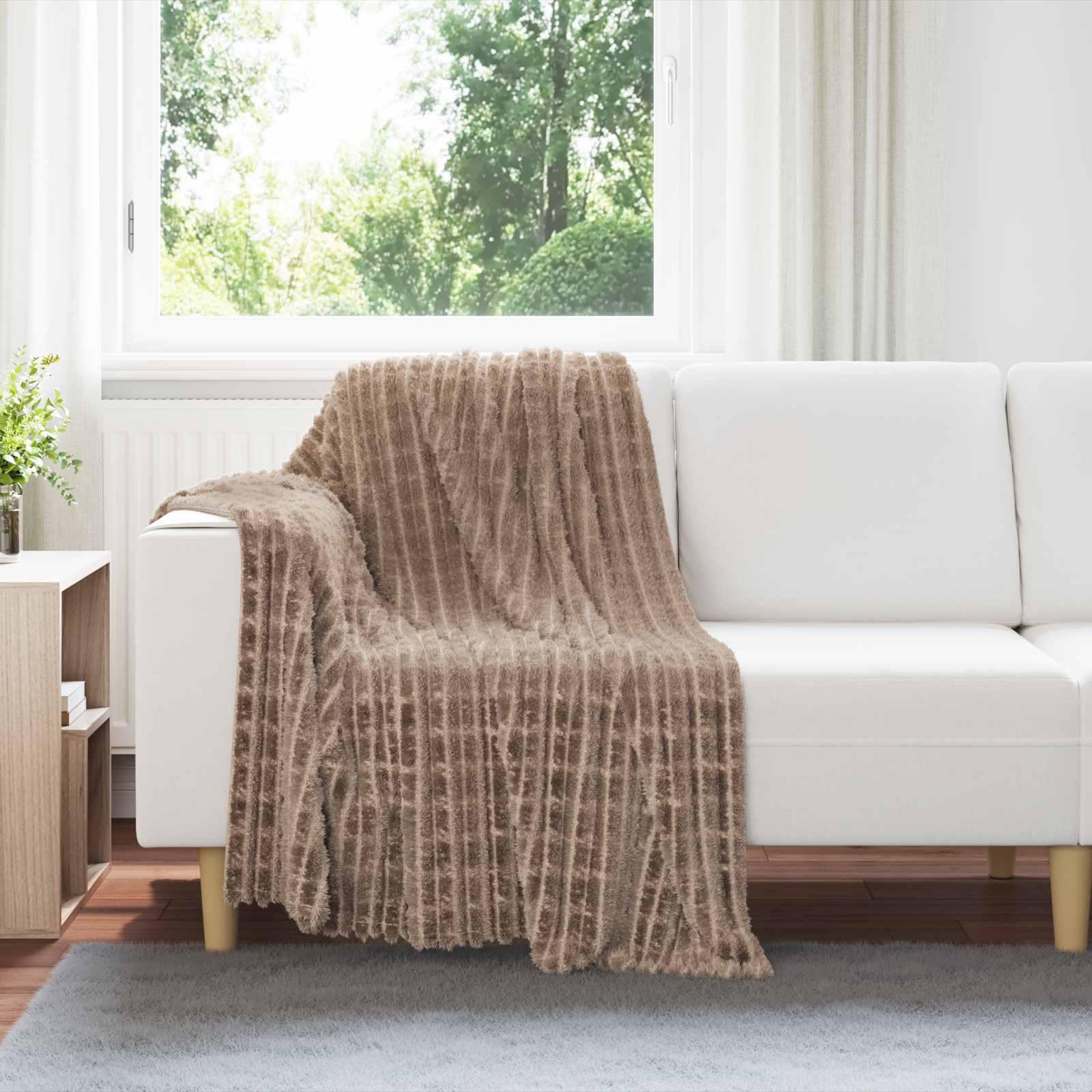 Throw tæppe Camel 150 x 130 cm Fleece billede