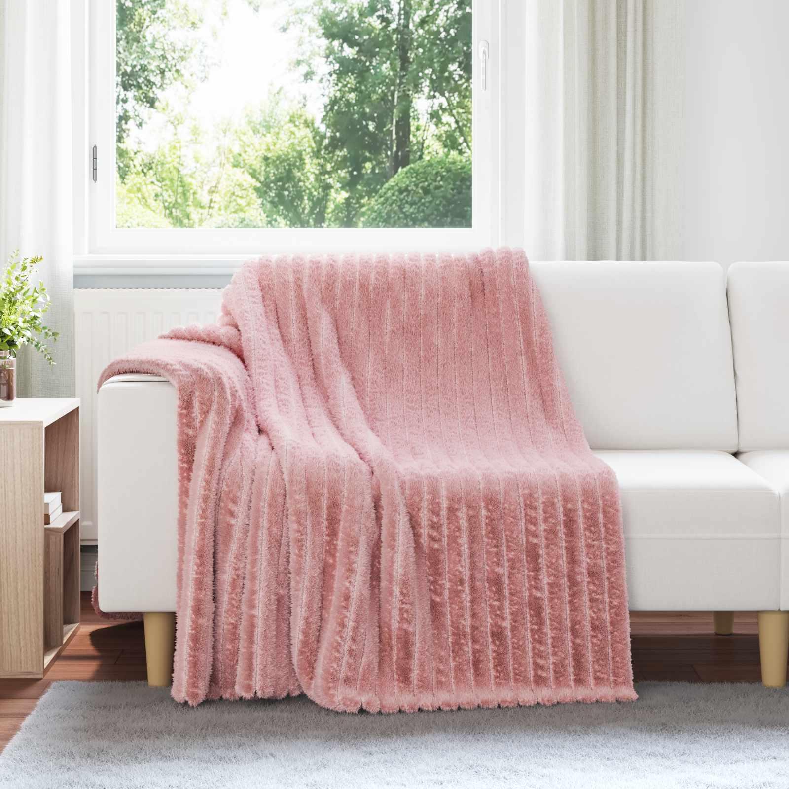 Kastetæpper 6 stk Lyserød 200 x 150 cm Fleece billede