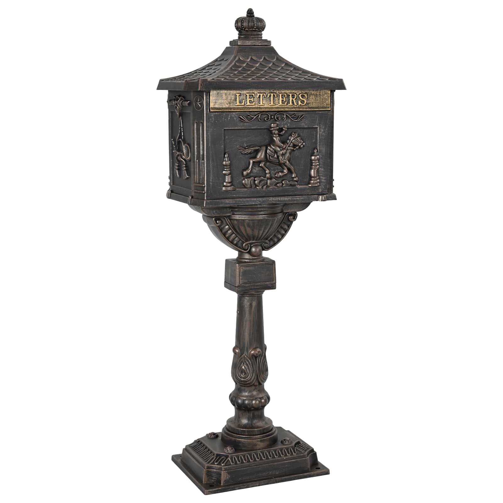 Stående Postkasse Bronze 42,5 x 29,5 x 117 cm Gustt aluminium billede
