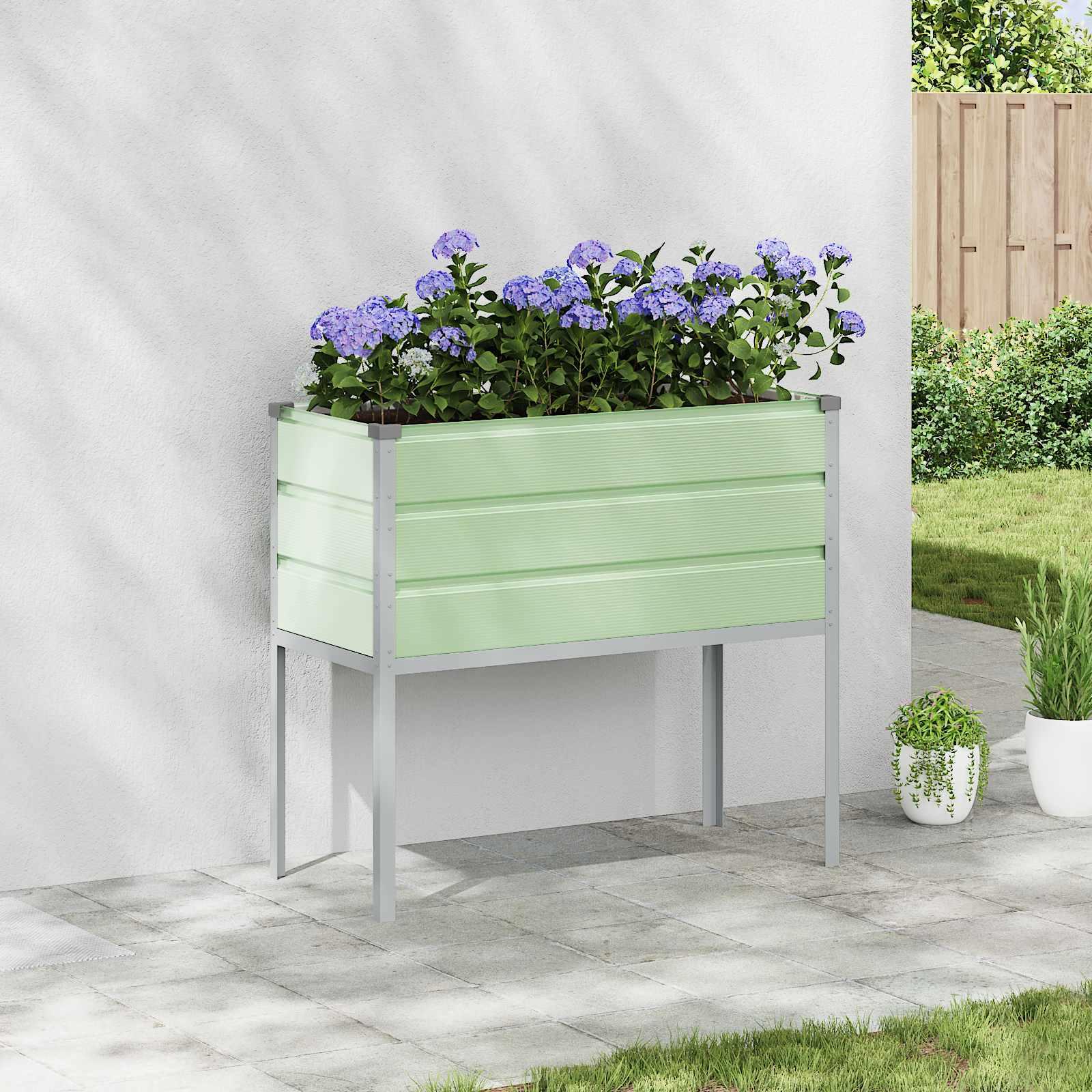 Plantekasse på ben - pastelgrøn, 100 × 45 × 90 cm, galvaniseret stål billede