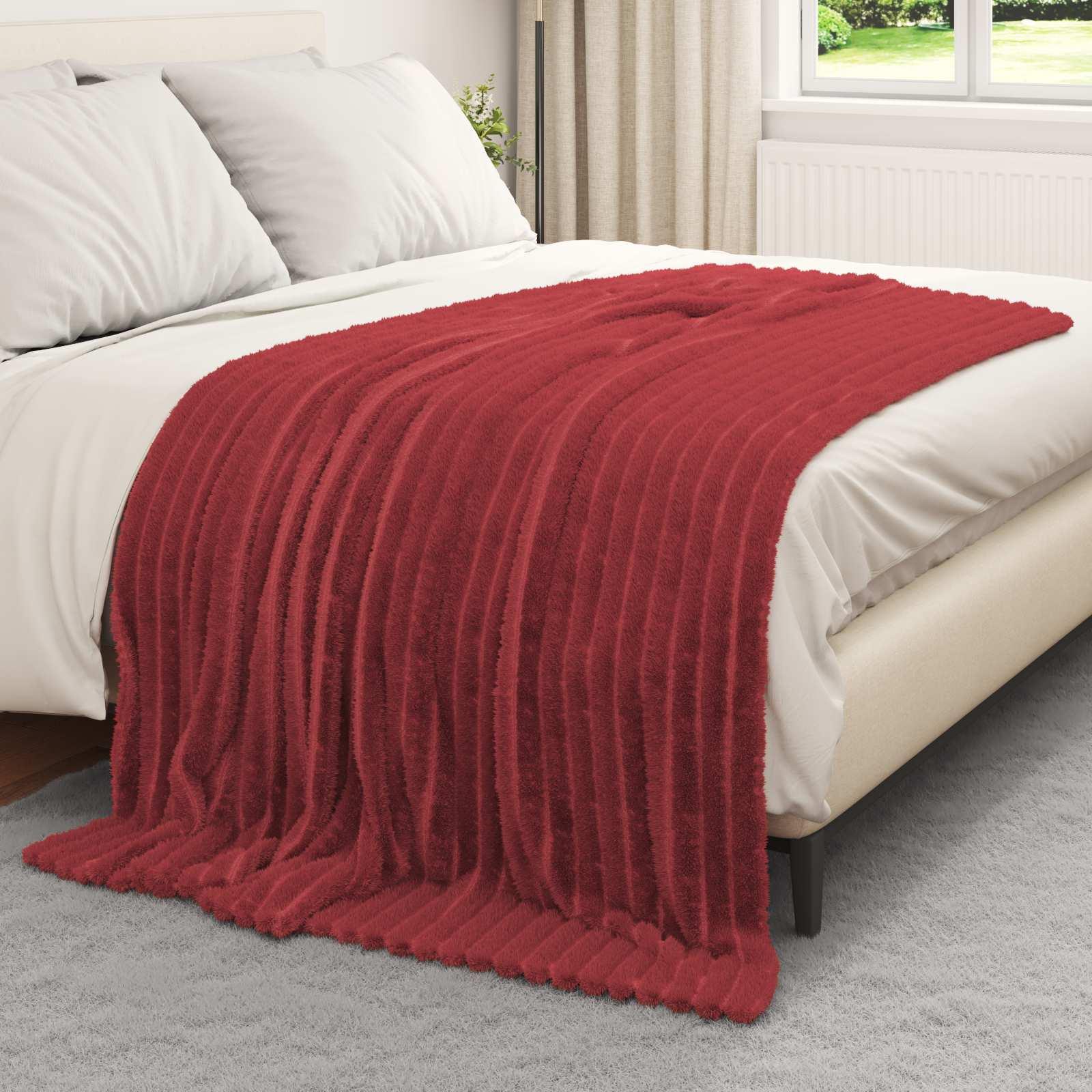 Kastetæpper 6 stk Bordeaux Rød 200 x 150 cm Fleece billede