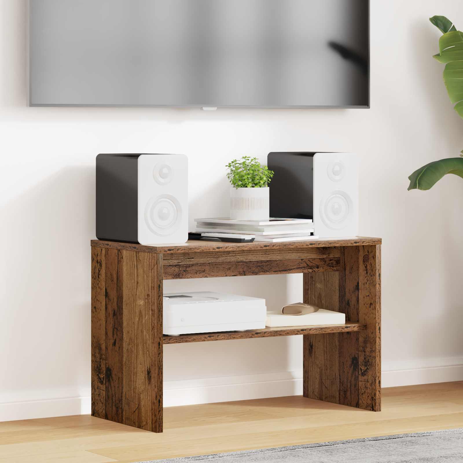 TV-bord 60 x 30 x 40 cm - gammelt træ look, konstrueret træ billede