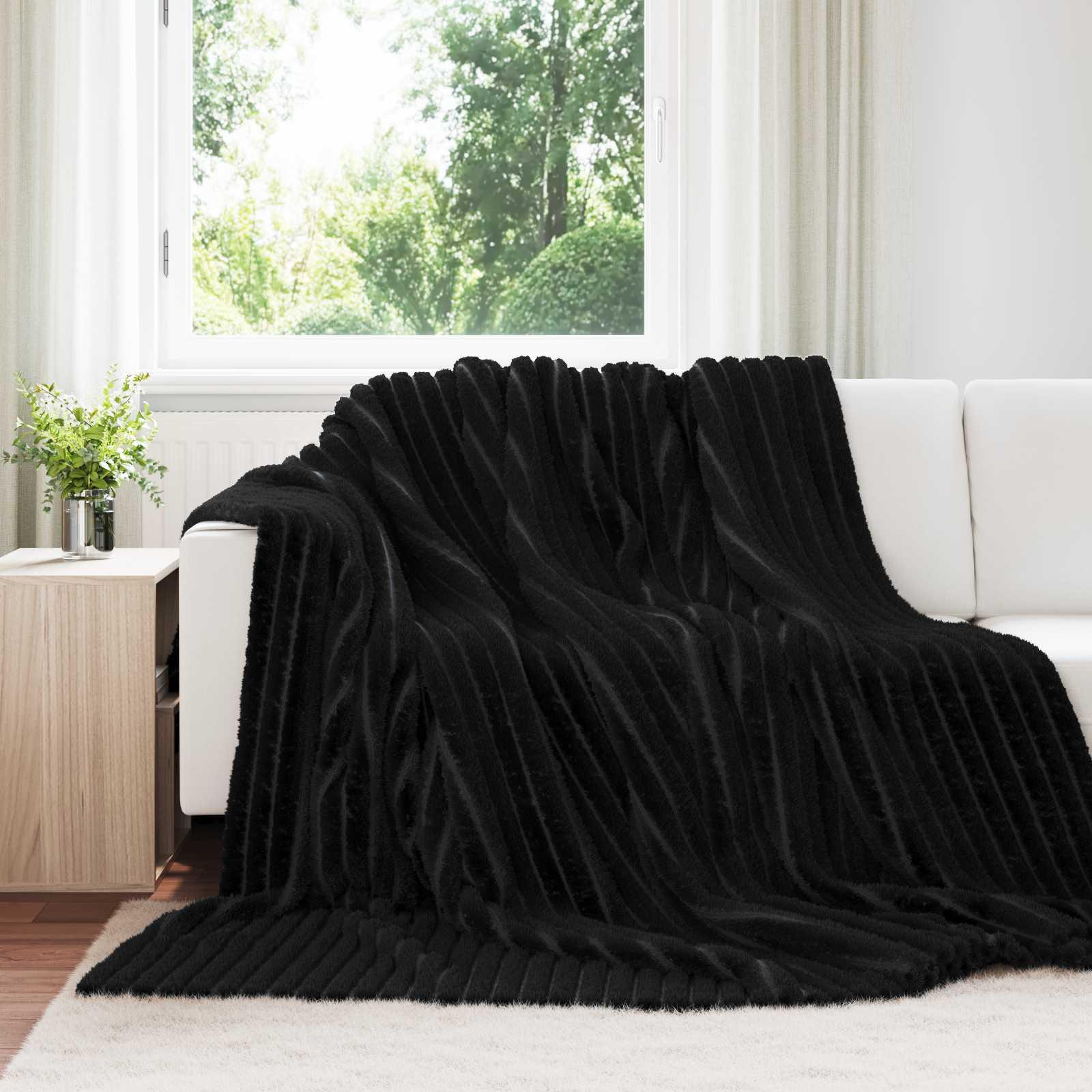 Kastetæpper 6 stk Sort 270 x 240 cm Fleece billede