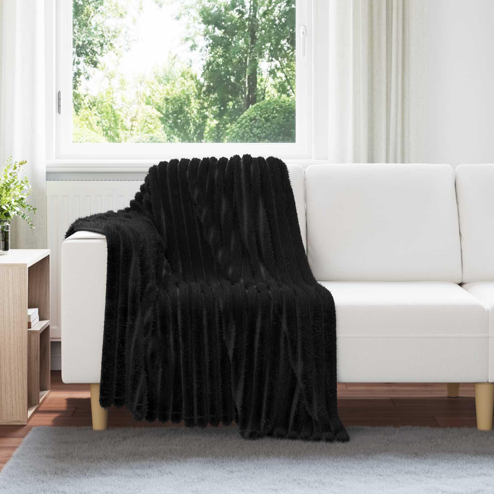 Kastetæpper 6 stk Sort 150 x 130 cm Fleece billede