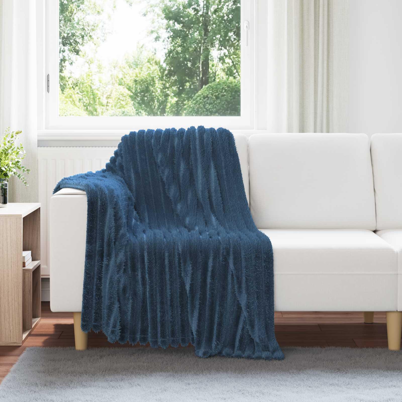 Kastetæpper 6 stk Mørkeblå 150 x 130 cm Fleece billede