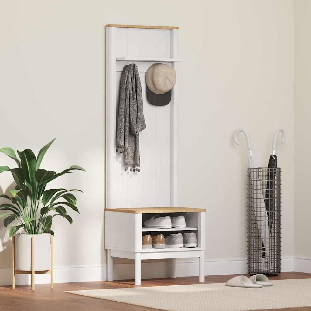 Gangskab med hylde FLORO Hvid 50 x 40 x 158 cm Massivt fyrretræ billede