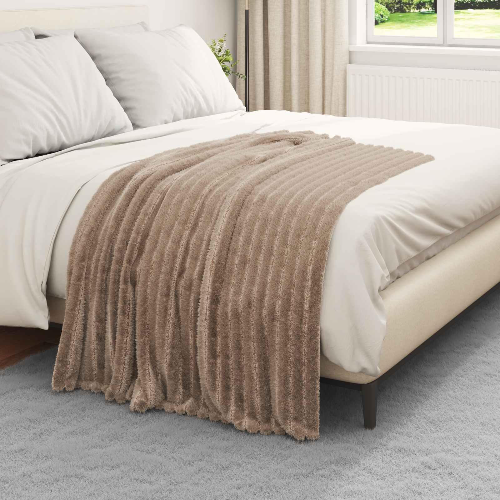 Kastetæpper 6 stk Camel 150 x 130 cm Fleece billede