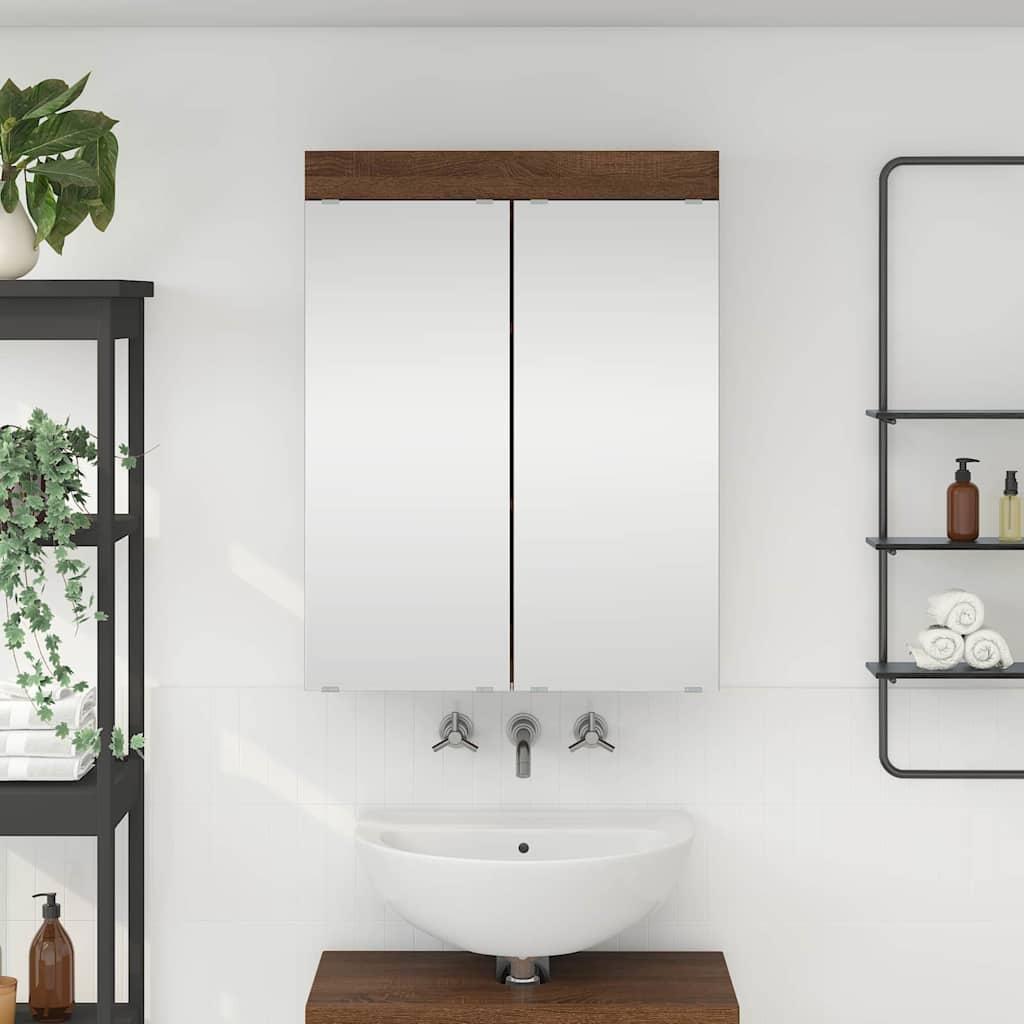 Badeværelsesspejlskab med hylde TULUM Brun eg 60 x 16,5 x 78 cm billede