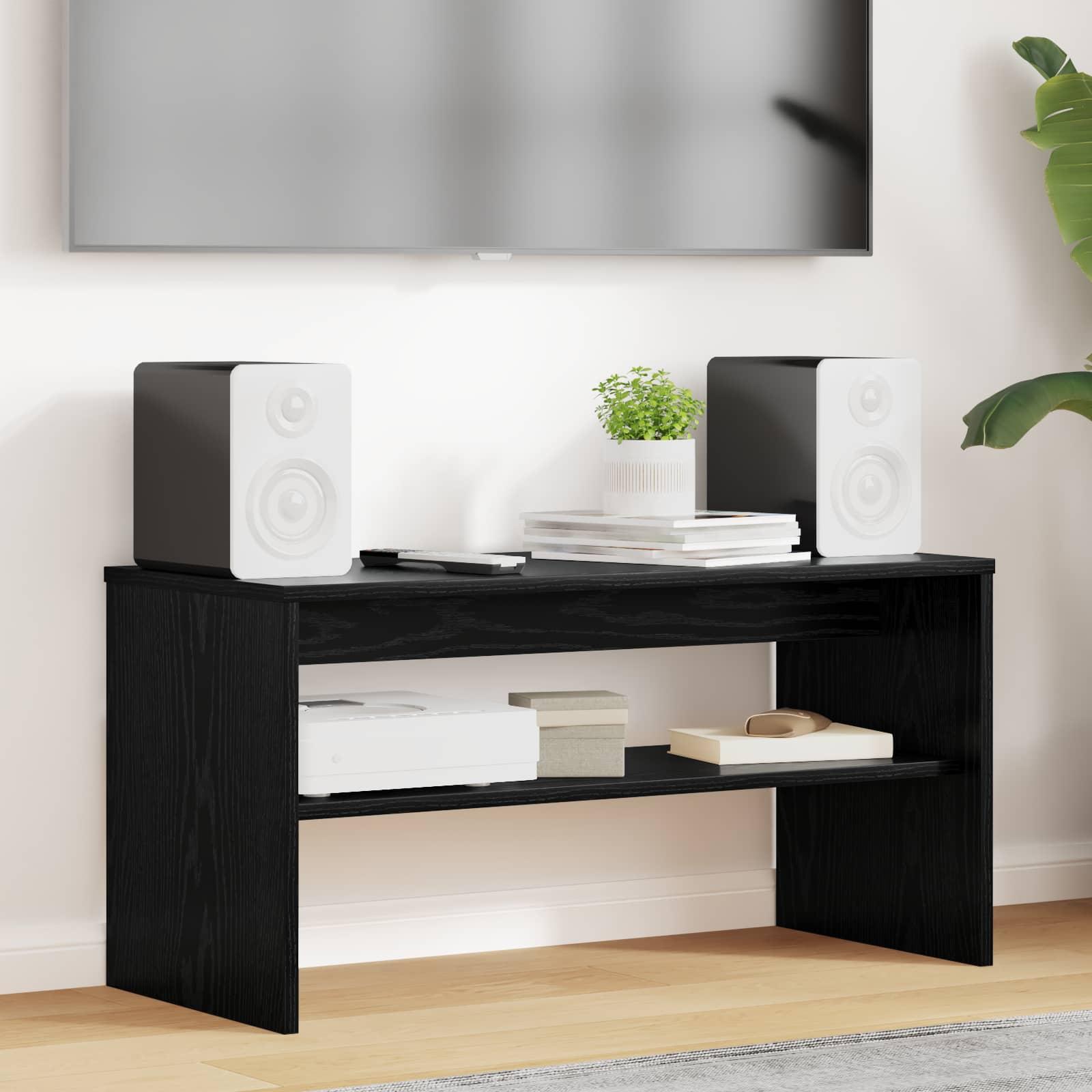 TV-skab Sort eg 80 x 35 x 40 cm Konstrueret træ billede