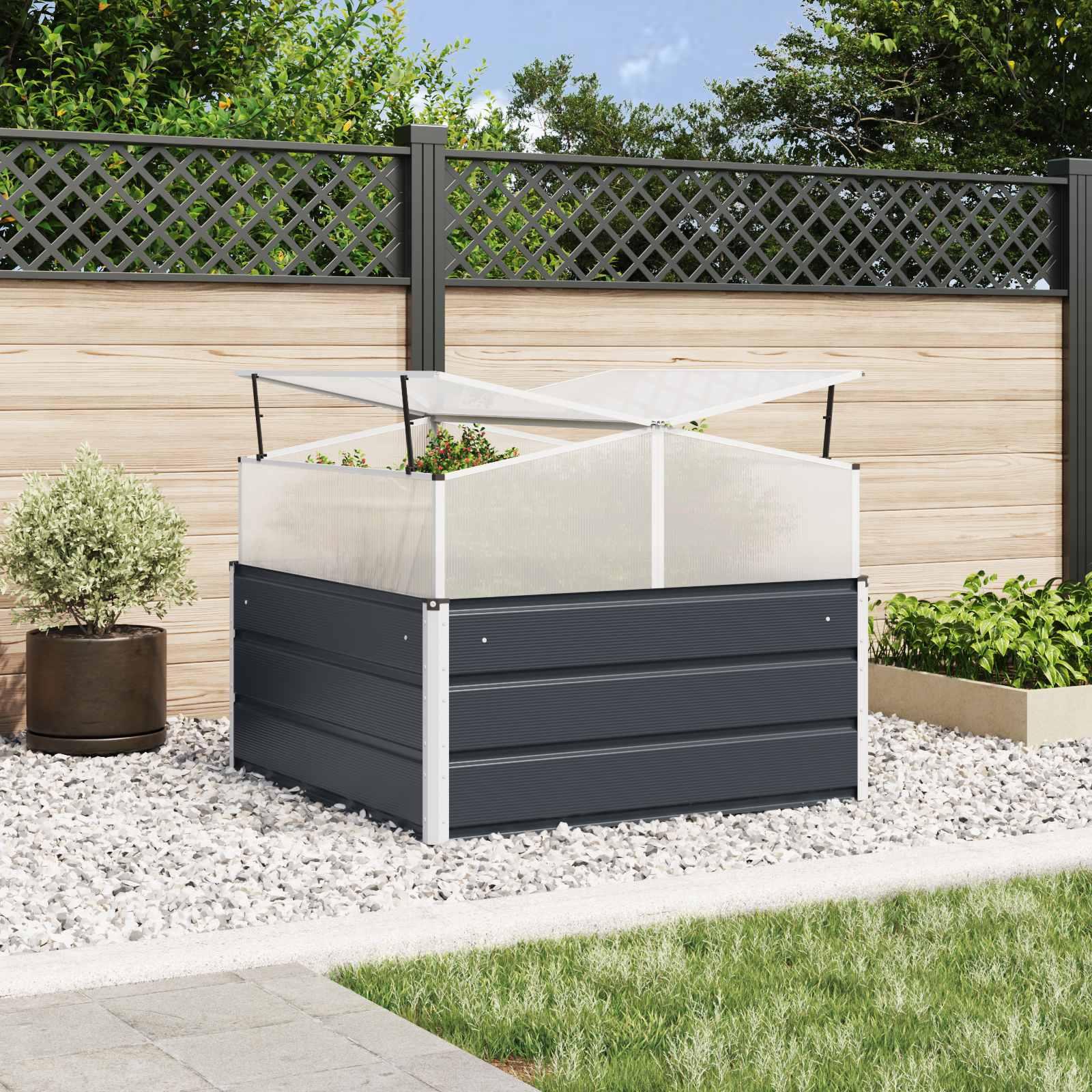 Plantekasse Antracit 100 x 100 x 77 cm Galvaniseret stål billede