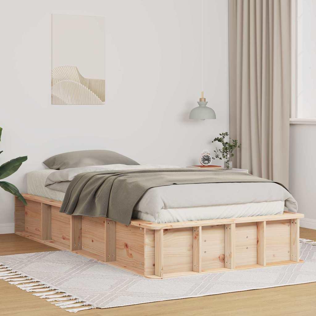 Sengestel Voks brun 75 x 190 cm Massiv fyrretræ billede