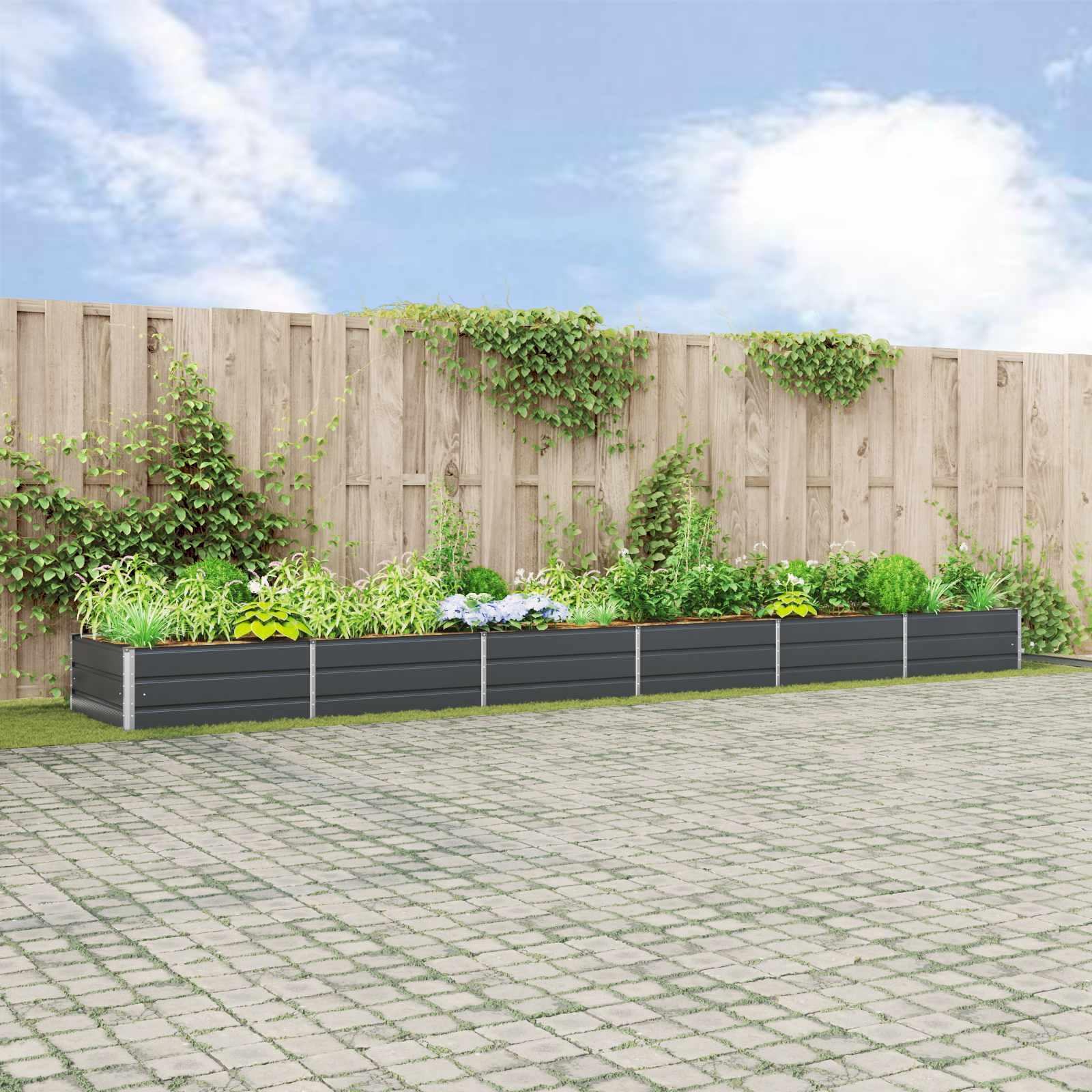 Plantekasse Antracit 195 x 100 x 45 cm Galvaniseret stål billede