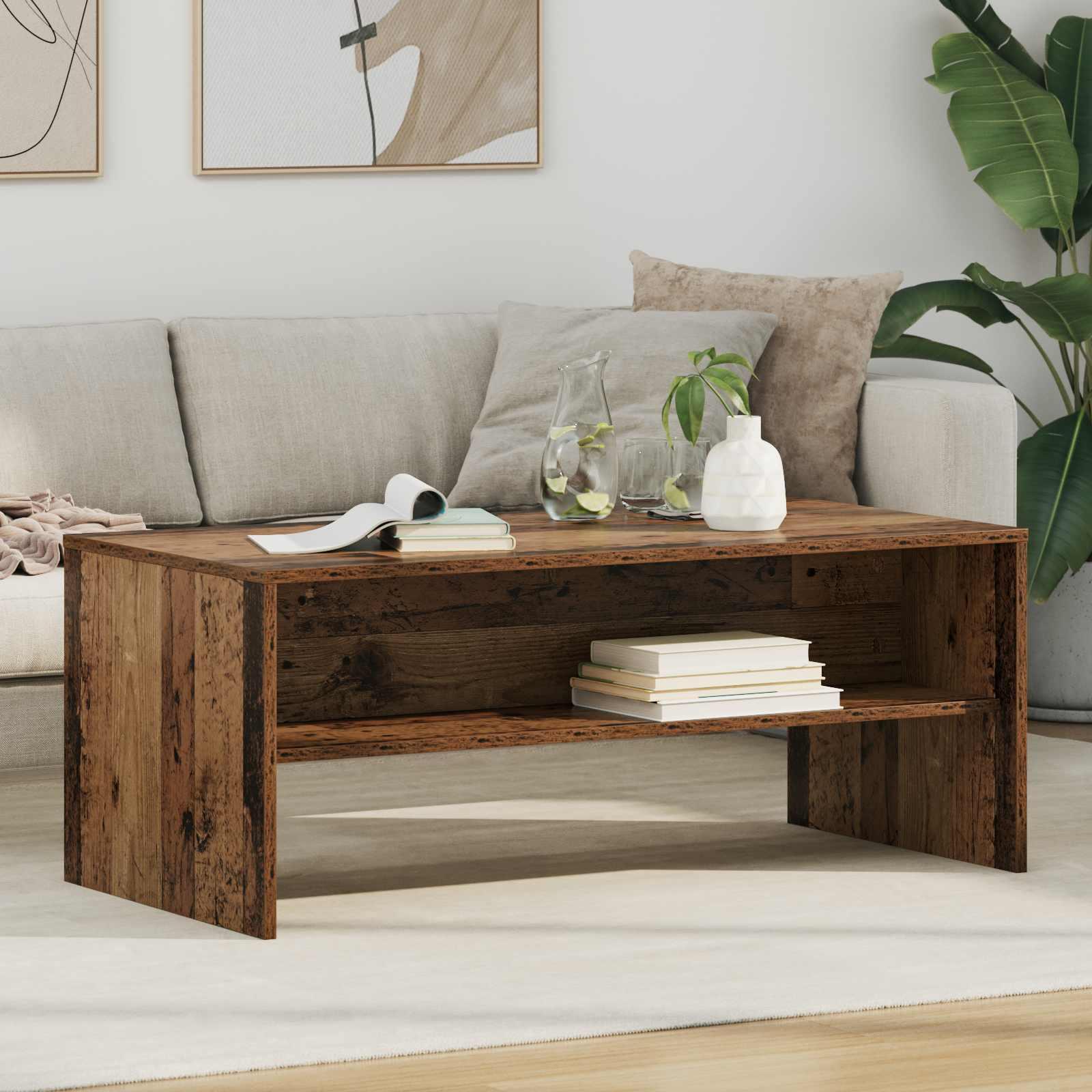 Sofabord Gammelt træ 100 x 50 x 40 cm Konstrueret træ billede