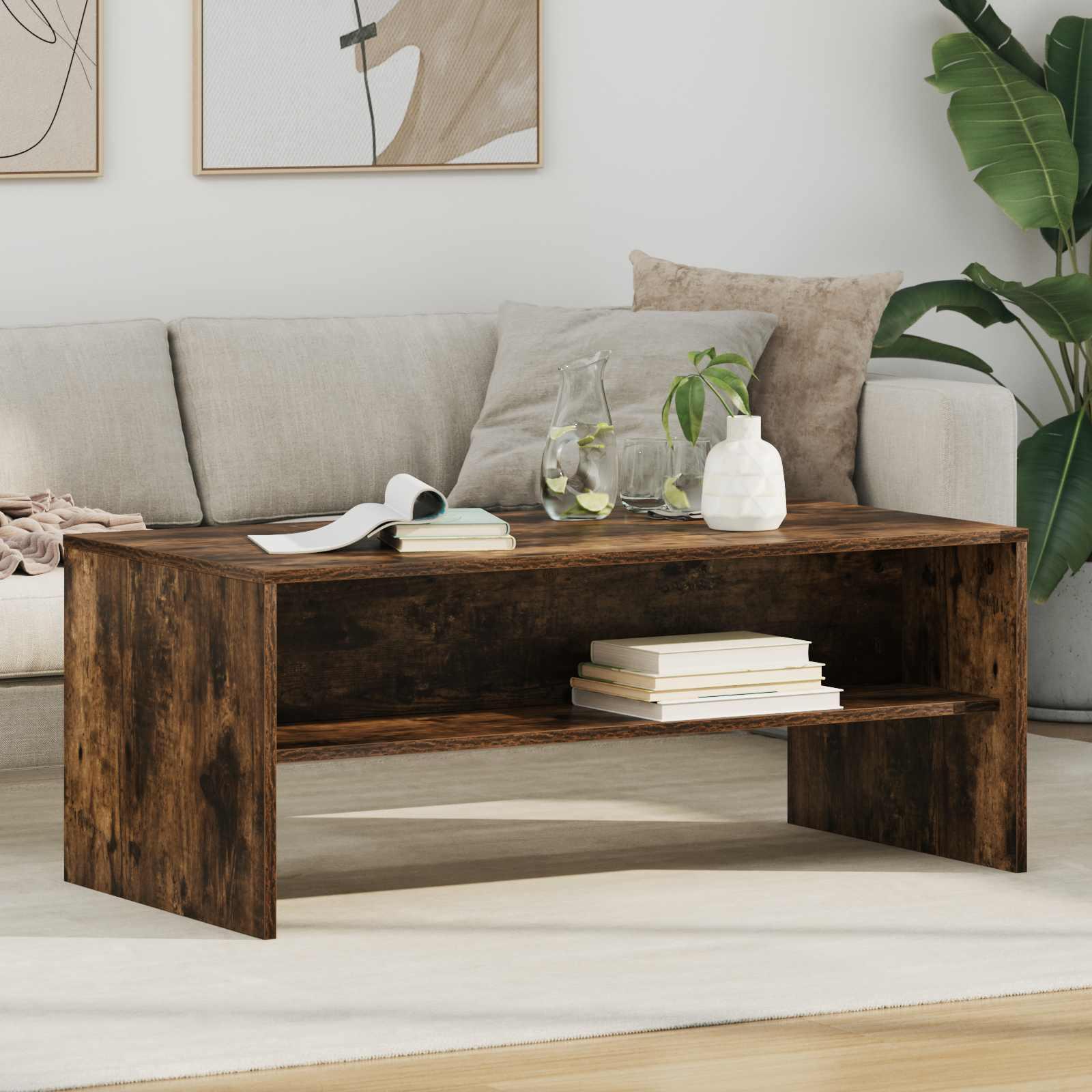 Sofabord Røget eg 100 x 50 x 40 cm Konstrueret træ billede