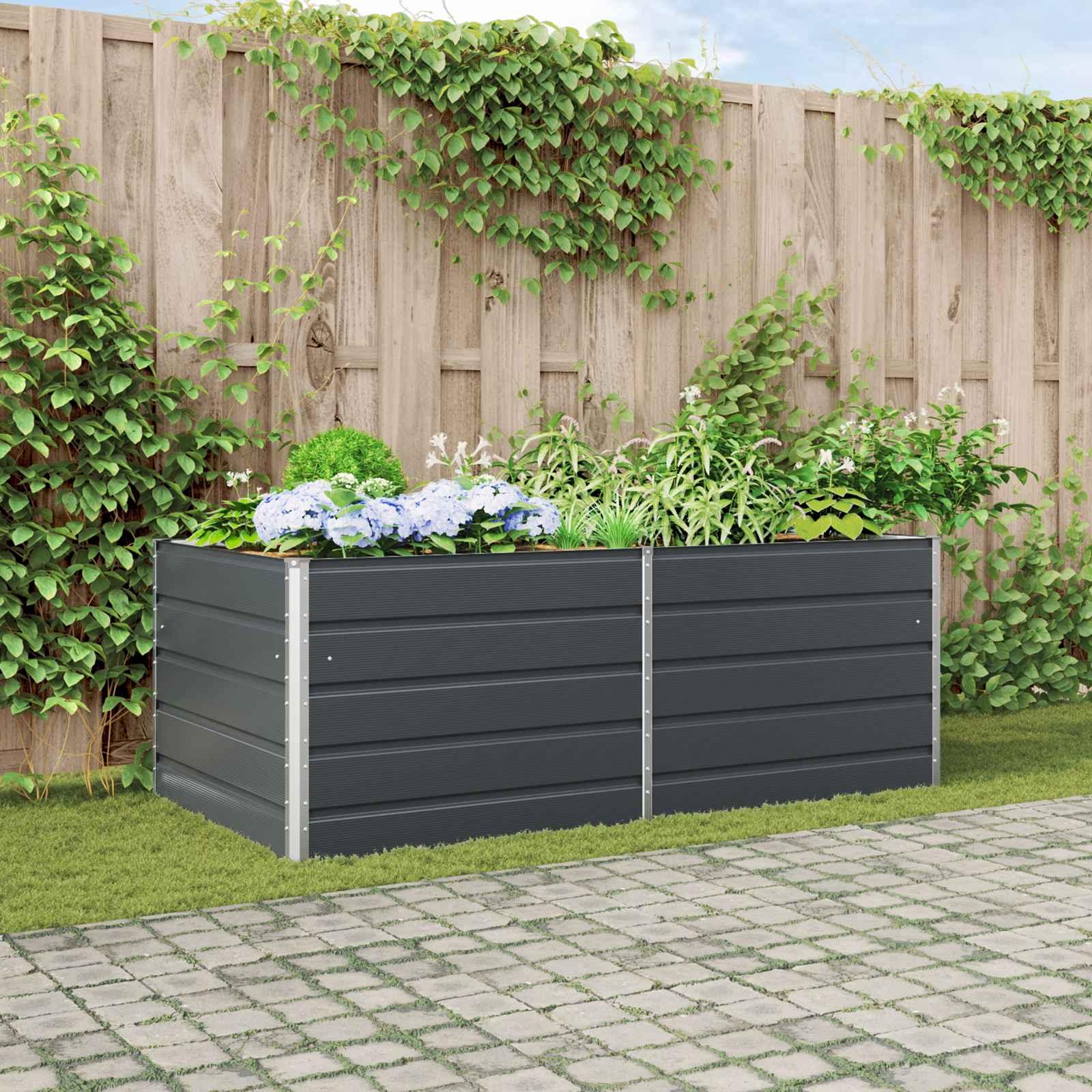 Plantekasse i galvaniseret stål - antracit 195 × 100 × 75 cm billede