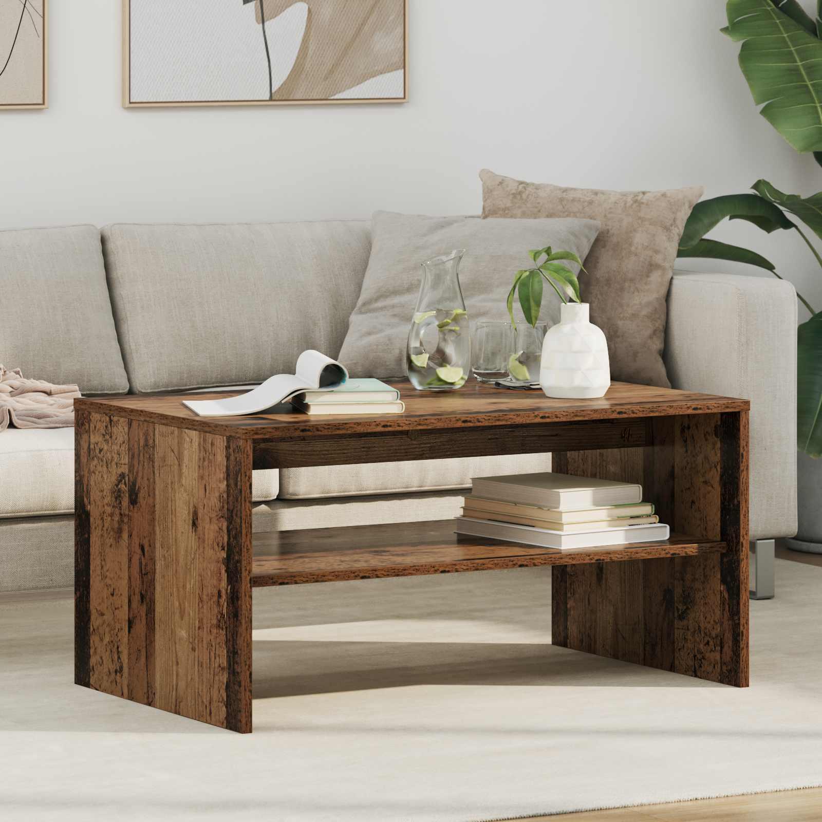 Sofabord Gammelt træ 80 x 50 x 40 cm Konstrueret træ billede