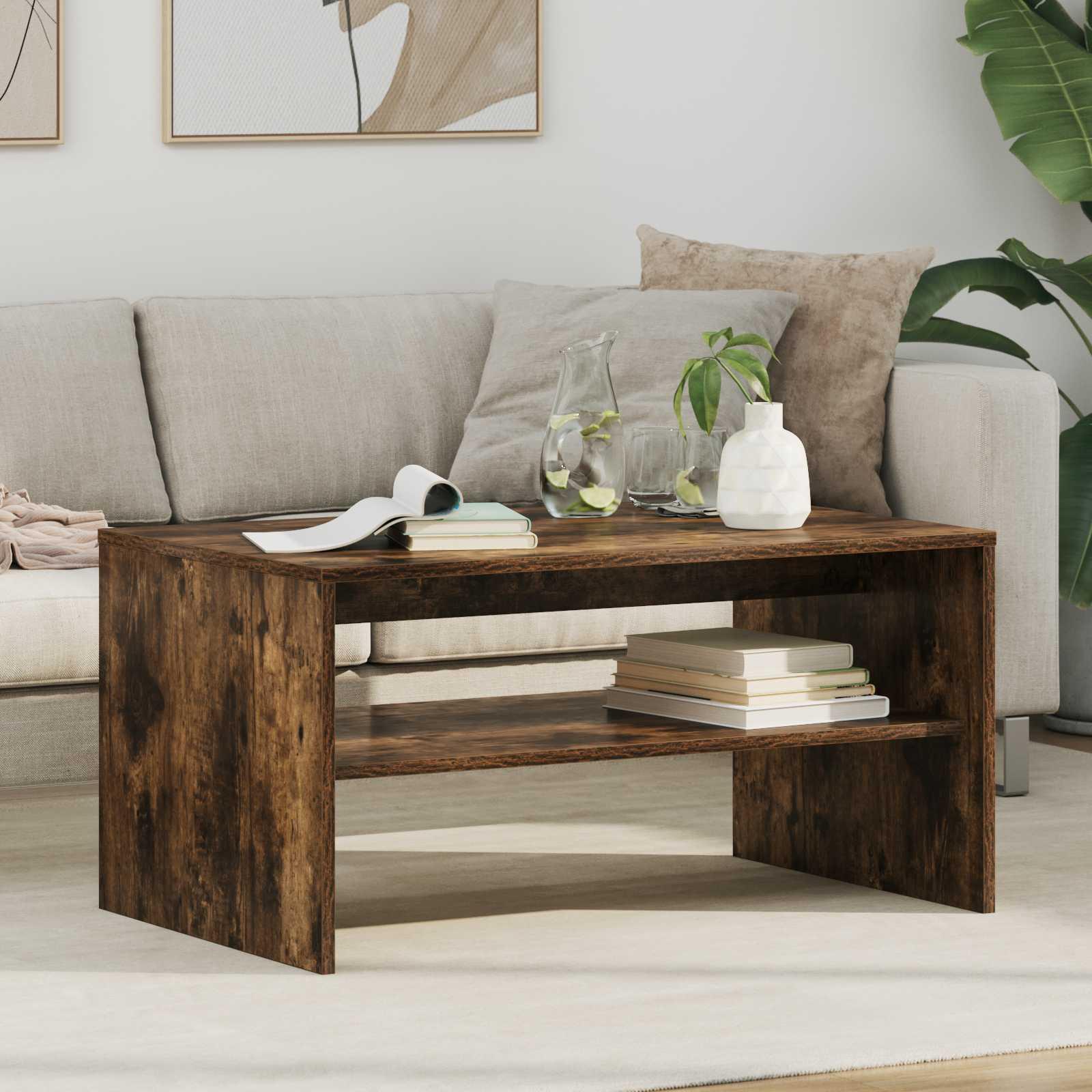 Sofabord Røget eg 80 x 50 x 40 cm Konstrueret træ billede