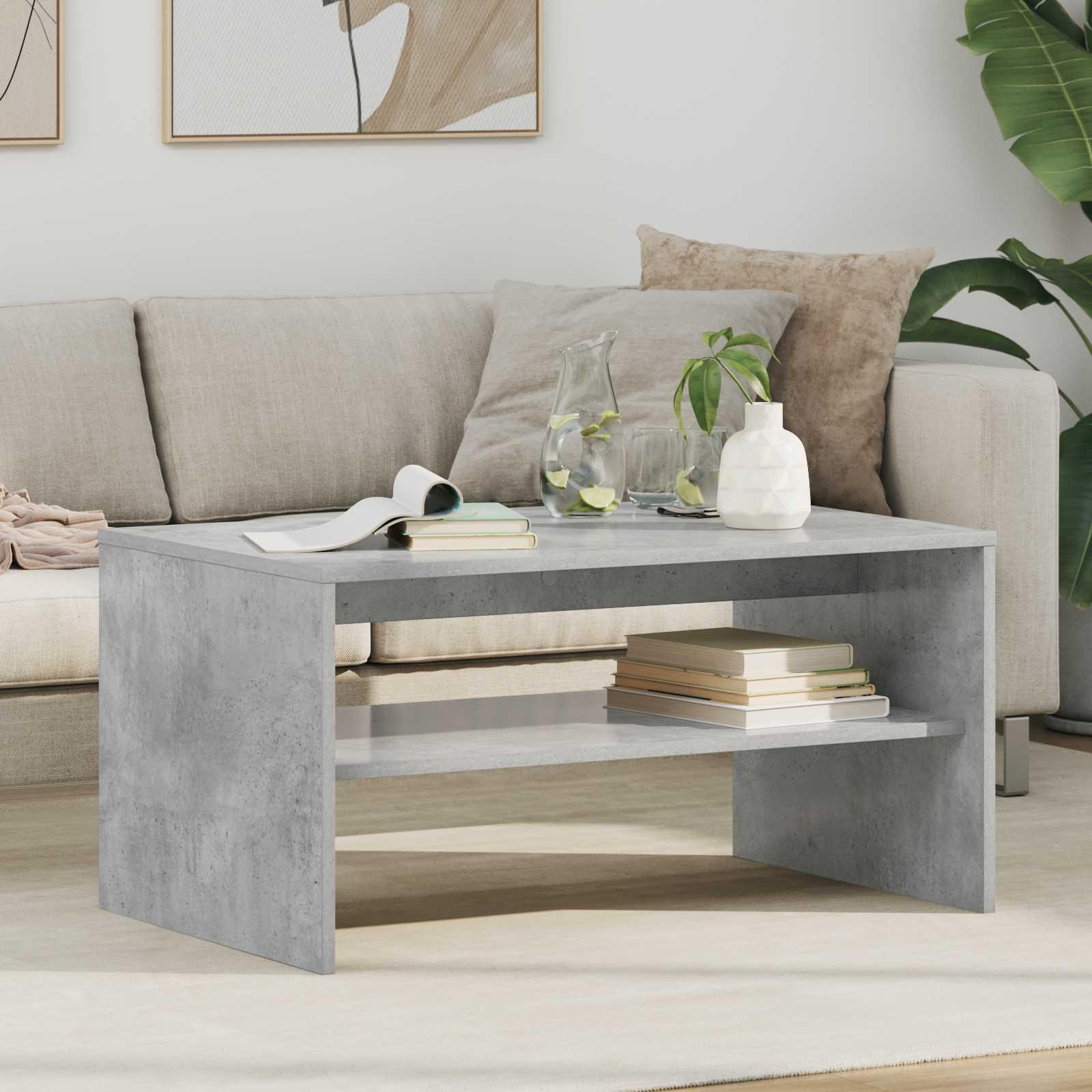 Sofabord Beton Grå 80 x 50 x 40 cm Konstrueret træ billede