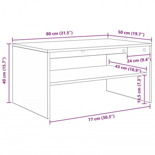 Sofabord i Sonoma eg 80 x 50 x 40 cm