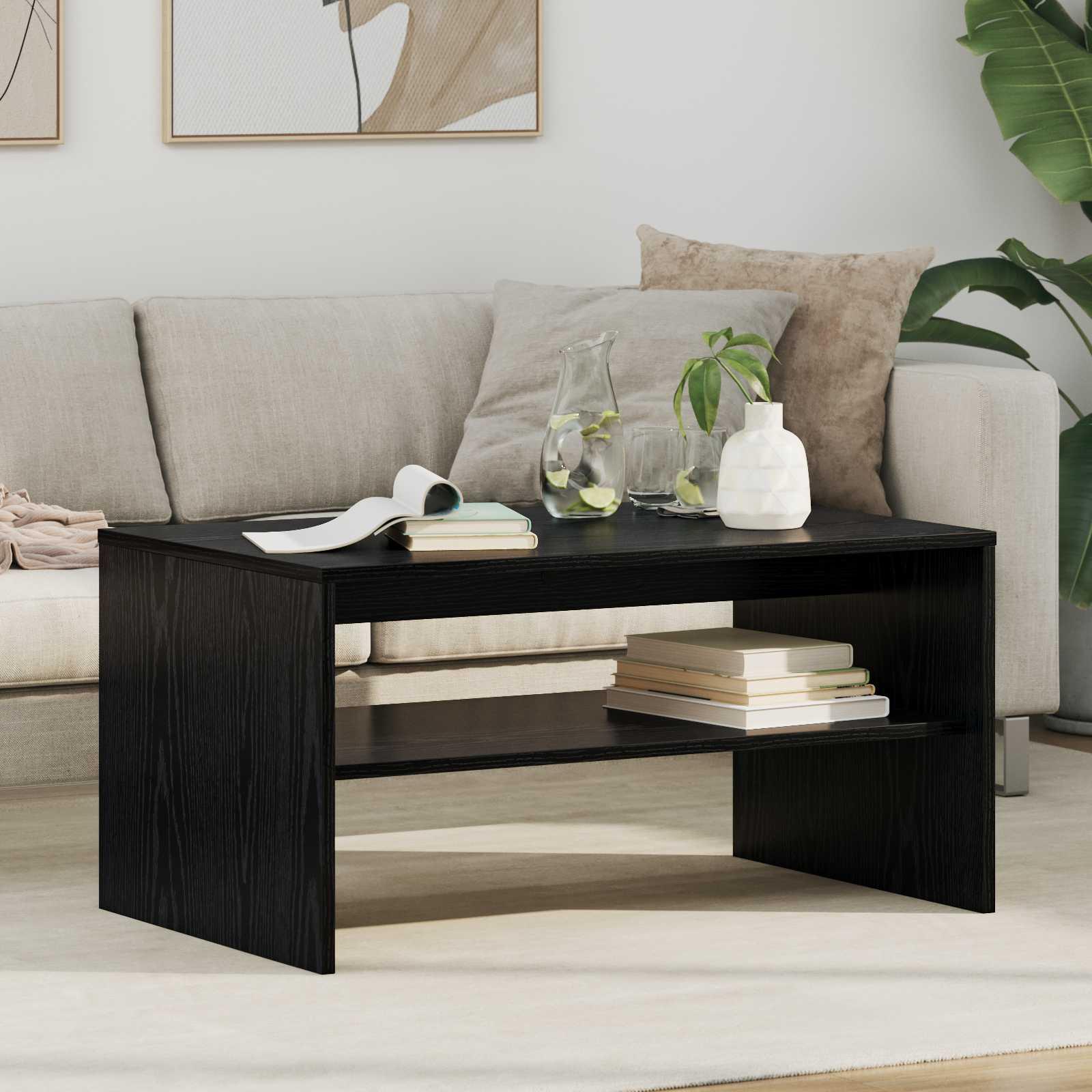 Sofabord Sort eg 80 x 50 x 40 cm Konstrueret træ billede