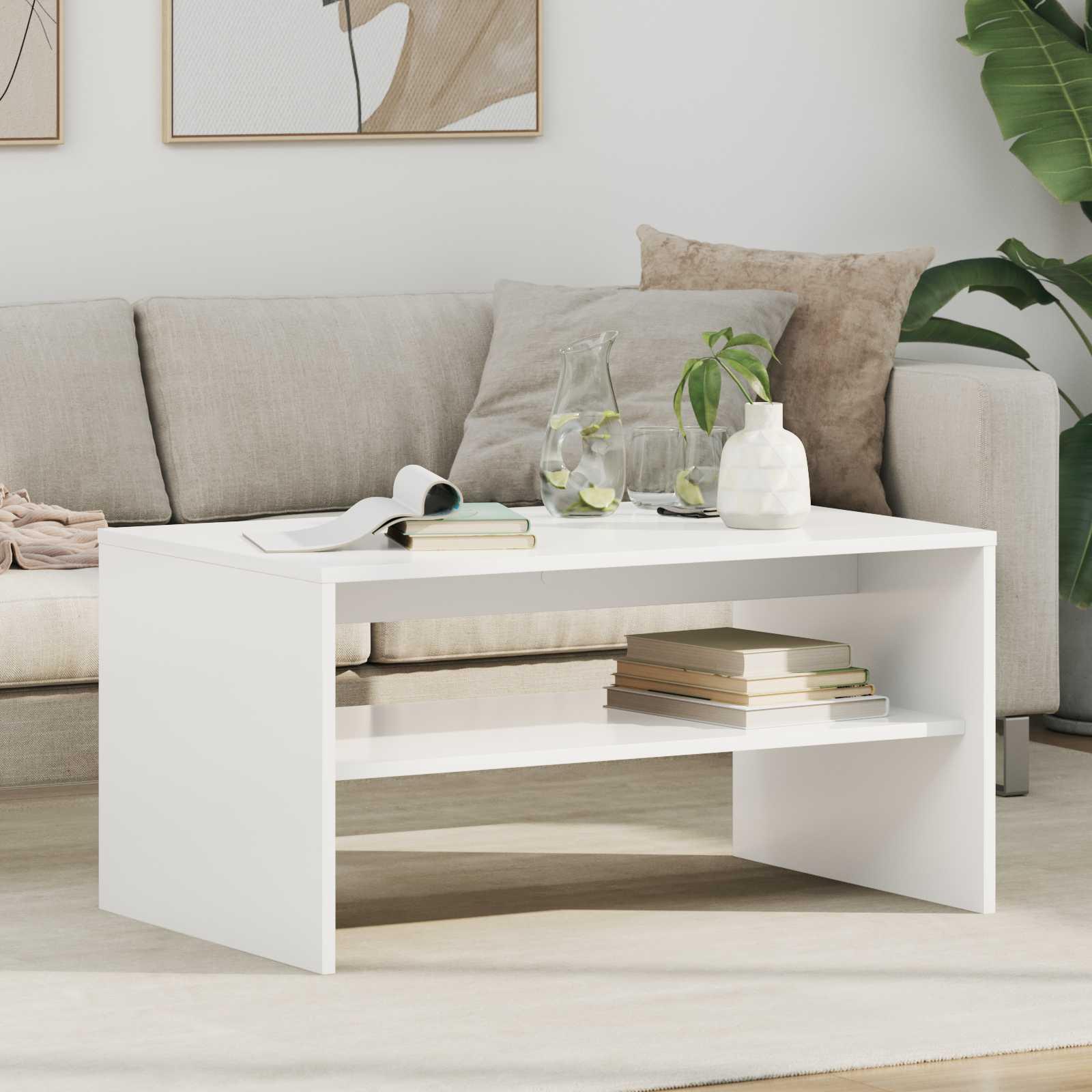 Sofabord Hvid 80 x 50 x 40 cm Konstrueret træ billede